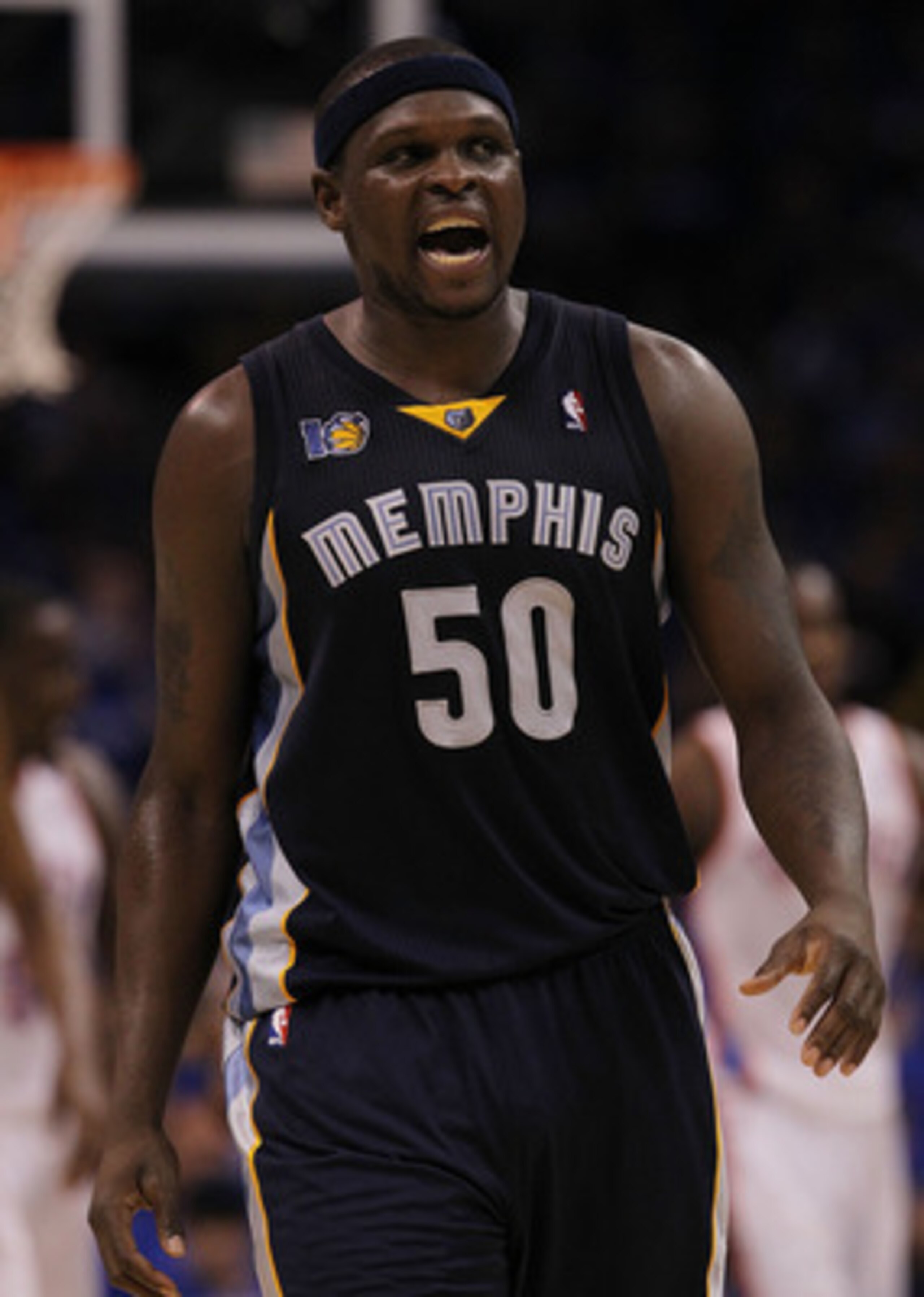OKLAHOMA CITY, OK - MAY 01:  Forward Zach Randolph #50 of the Memphis Grizzlies reacts against the Oklahoma City Thunder in Game One of the Western Conference Semifinals in the 2011 NBA Playoffs on May 1, 2011 at Oklahoma City Arena in Oklahoma City, Okla