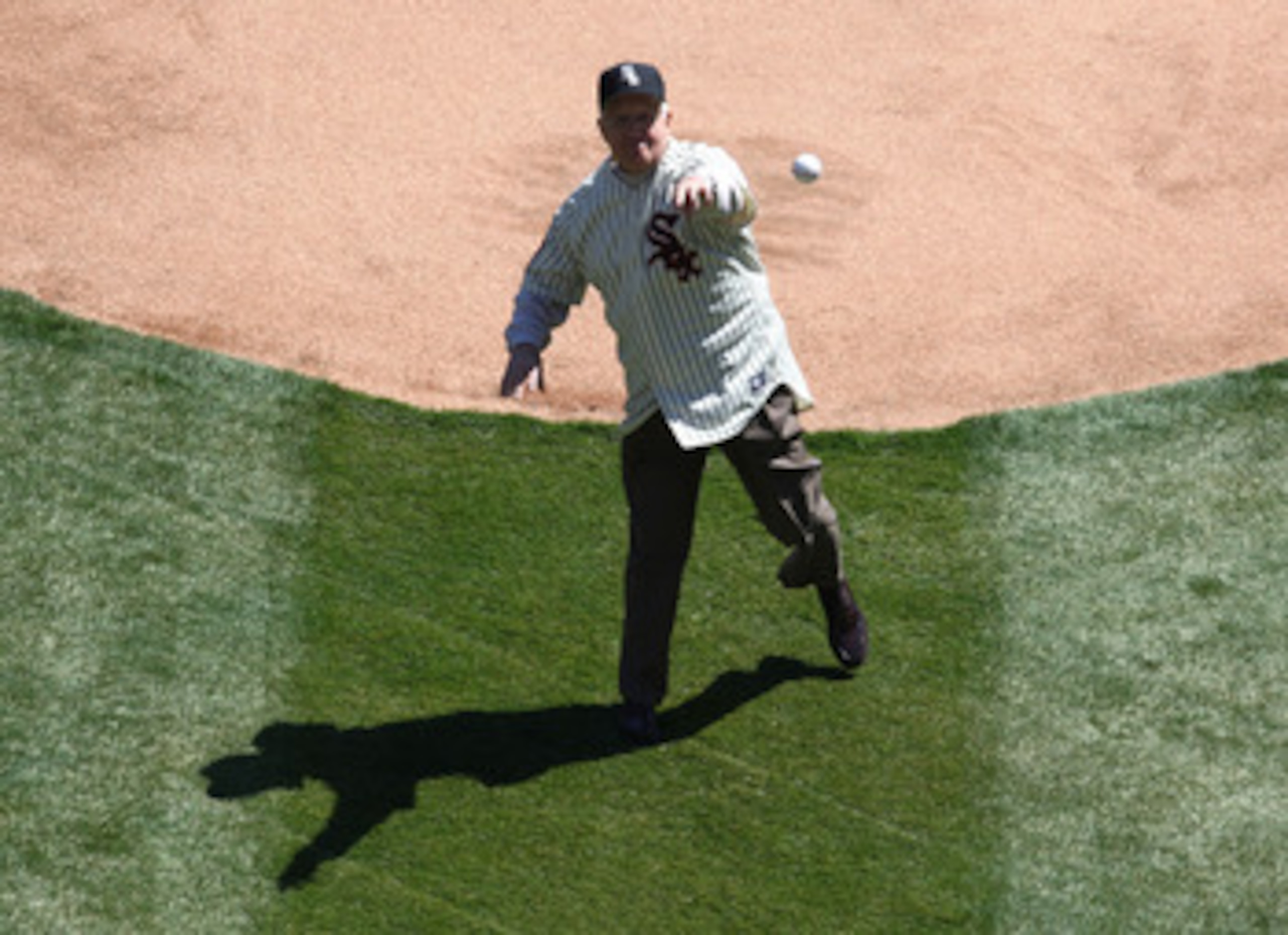 CHICAGO - APRIL 7: Former Chicago White Sox player Billy Pierce throws out a ceremonial first pitch before the Opening Day game between the White Sox and the Kansas City Royals on April 7, 2009 at U.S. Cellular Field in Chicago, Illinois. (Photo by Jonath