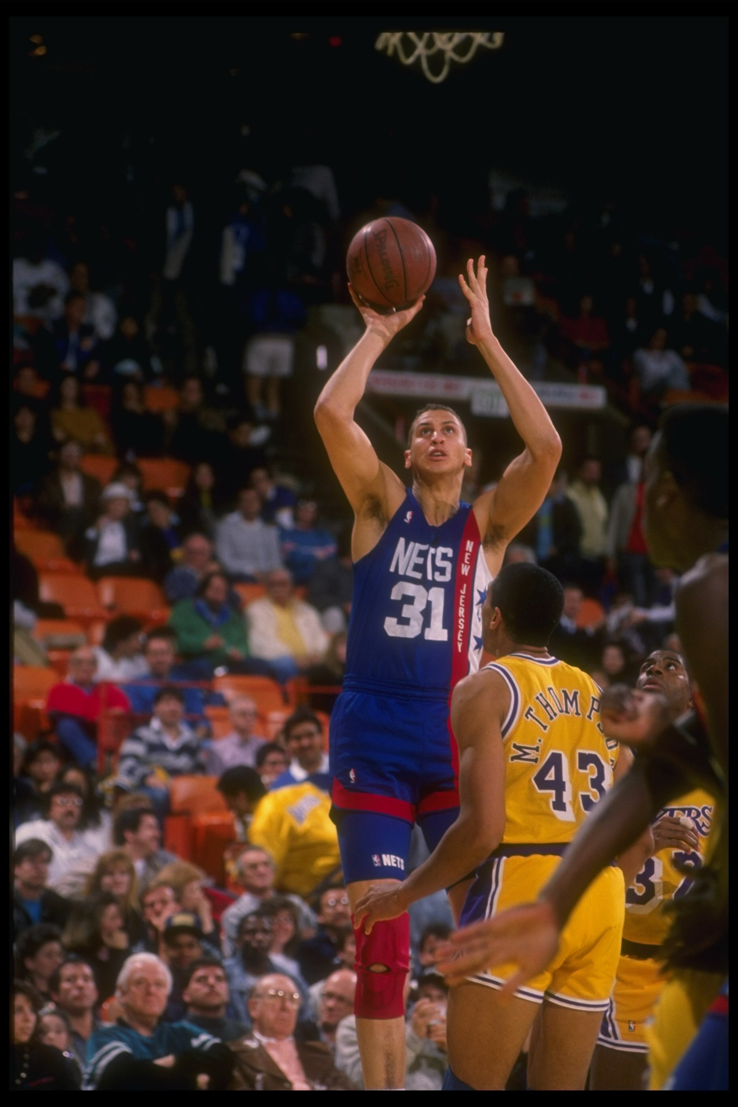 1989-1990: Center Sam Bowie of the New Jersey Nets takes a shot during a game. Mandatory Credit: Ken Levine /Allsport Mandatory Credit: Ken Levine /Allsport 1989-1990: Center Sam Bowie of the New Jersey Nets takes a shot during a game. Mandatory Credit: Ken Levine /Allsport Mandatory Credit: Ken Levine /Allsport