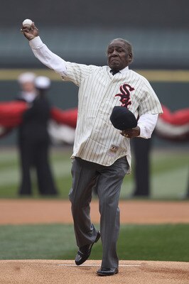 CHICAGO, IL - APRIL 07: Six time All-Star Minnie Minoso throws out a ceremonial first pitch before the home opener between the Chicago White Sox and the Tampa Bay Rays at U.S. Cellular Field on April 7, 2011 in Chicago, Illinois. (Photo by Jonathan Daniel