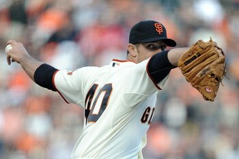 SAN FRANCISCO - OCTOBER 20: Madison Bumgarner #40 of the San Francisco Giants pitches in the first inning against the San Francisco Giants in Game Four of the NLCS during the 2010 MLB Playoffs at AT&T Park on October 20, 2010 in San Francisco, California SAN FRANCISCO - OCTOBER 20: Madison Bumgarner #40 of the San Francisco Giants pitches in the first inning against the San Francisco Giants in Game Four of the NLCS during the 2010 MLB Playoffs at AT&T Park on October 20, 2010 in San Francisco, California