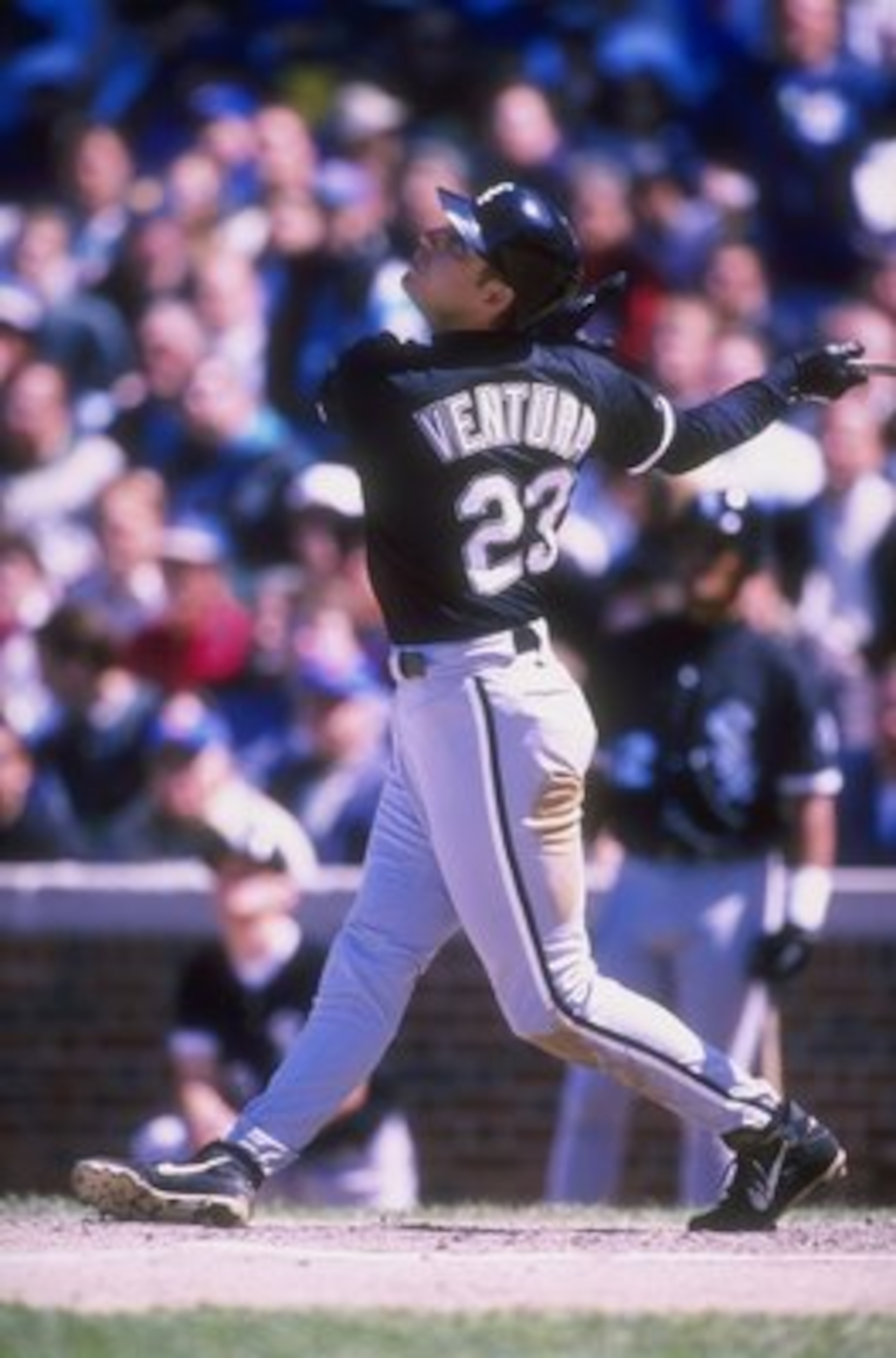 5 Jun 1998:  Robin Ventura #23 of the Chicago White Sox in action during a game against the Chicago Cubs at Wrigley Field in Chicago, Illinois. The Cubs defeated the White Sox 6-5. Mandatory Credit: Jonathan Daniel  /Allsport