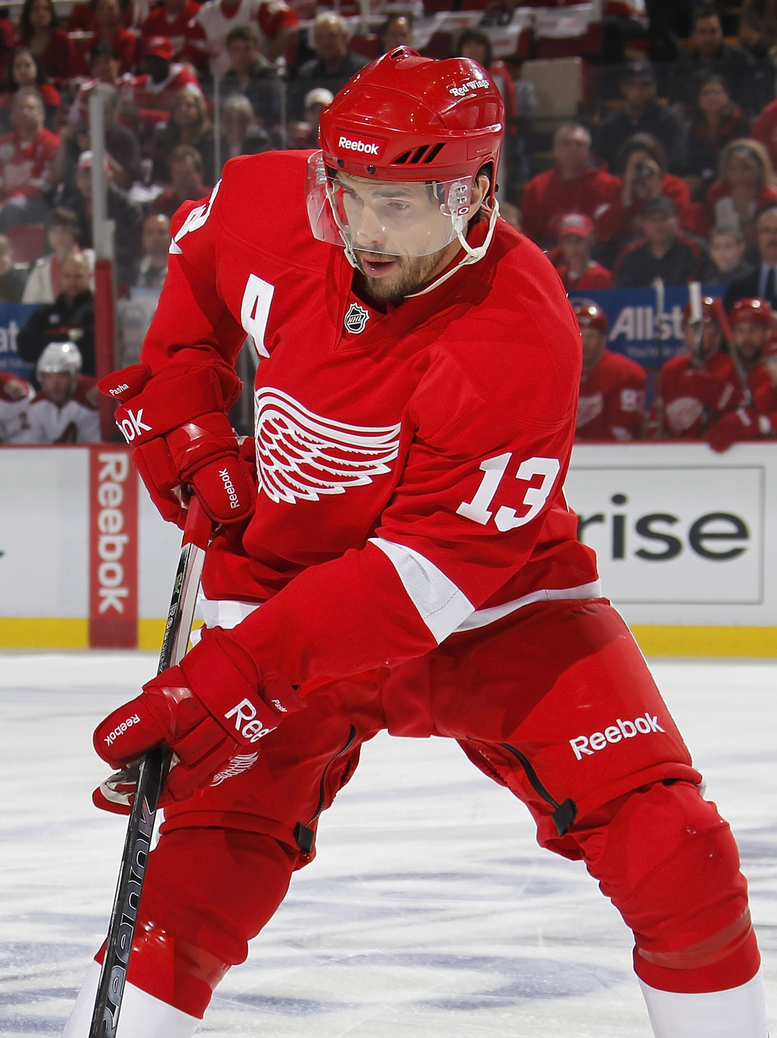 DETROIT, MI - APRIL 16: Pavel Datsyuk #13 of the Detroit Red Wings skates against the Phoenix Coyotes in Game Two of the Western Conference Quarterfinals during the 2011 Stanley Cup Playoffs at Joe Louis Arena on April 16, 2011 in Detroit, Michigan.  (Pho