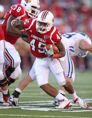 LOUISVILLE, KY - SEPTEMBER 04:  Blayne Donnell #45 of the Louisville Cardinals runs with the ball during the game against the Kentucky Wildcats at Papa John's Cardinal Stadium on September 4, 2010 in Louisville, Kentucky.  (Photo by Andy Lyons/Getty Image