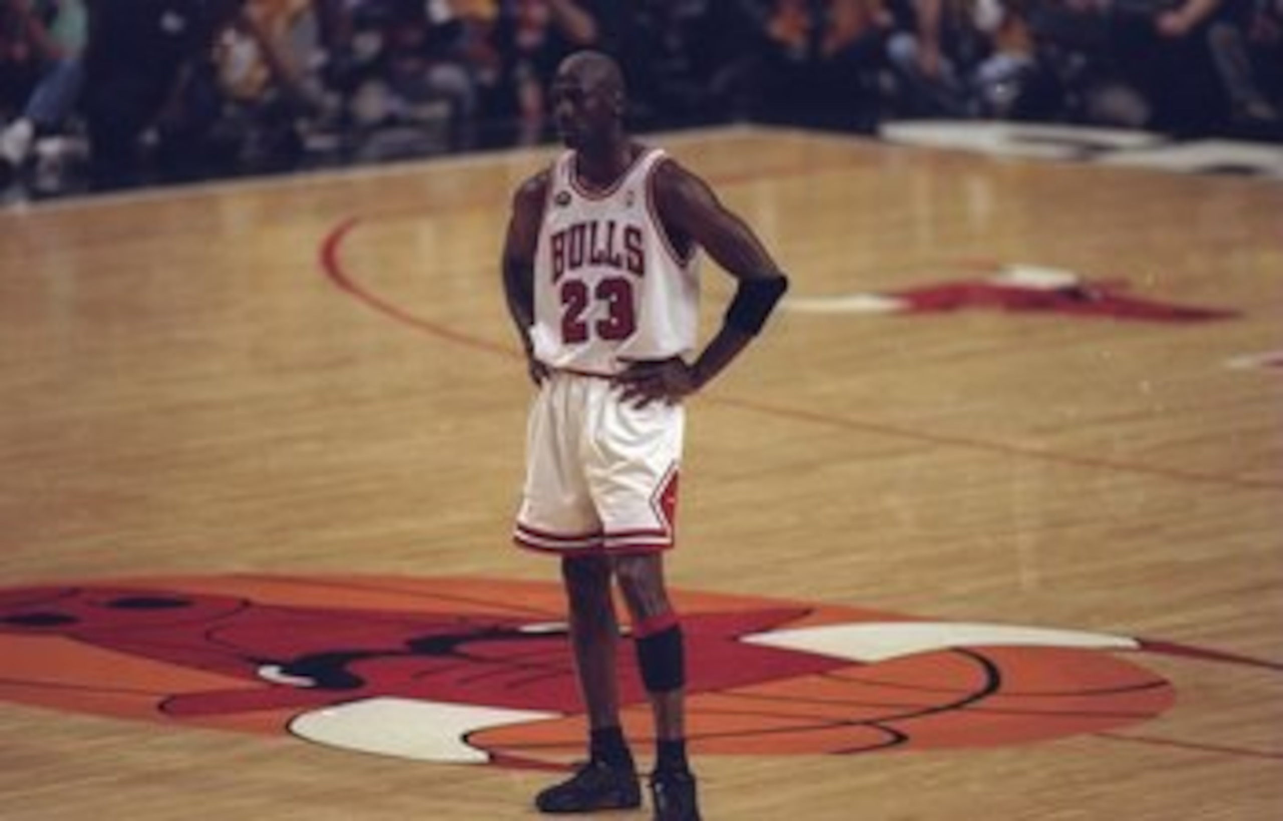 10 Jun 1998:  Michael Jordan #23 of the Chicago Bulls looks on during the NBA Finals Game 4 against the Utah Jazz at the United Center in Chicago, Illinois.  The Bulls defeated the Jazz 86-82. Mandatory Credit: Jonathan Daniel  /Allsport