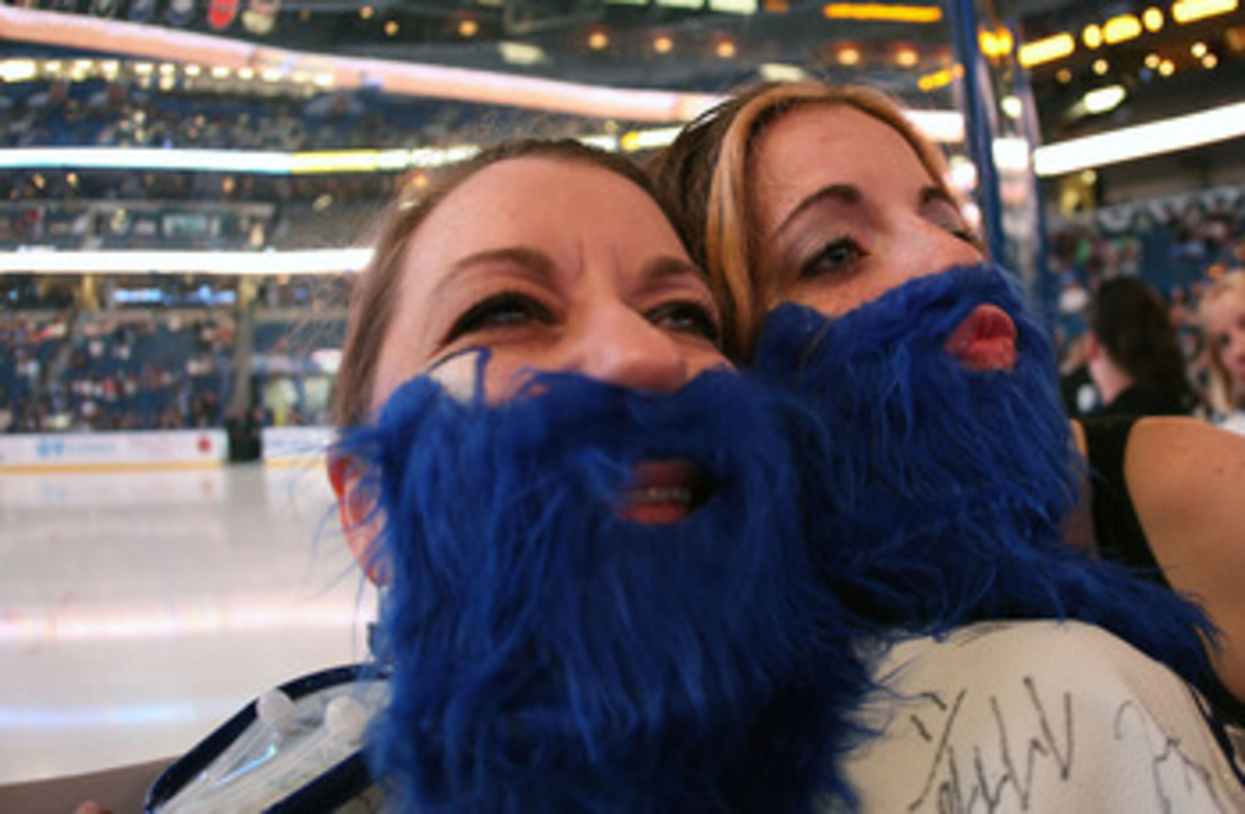 TAMPA, FL - APRIL 18: Tampa Bay Lightning fans wearing blue beards lend their support for their team against the Pittsburgh Penguins in Game Three of the Eastern Conference Quarterfinals during the 2011 NHL Stanley Cup Playoffs at the St. Pete Times Forum