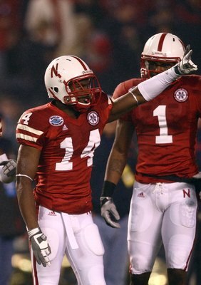 SAN DIEGO - DECEMBER 30:  Cornerback Anthony Blue #14 of the University of Nebraska Cornhuskers celebrates after a defensive play during the Pacific Life Holiday Bowl against University of Arizona Wildcats on December 30, 2009 at Qualcomm Stadium in San D