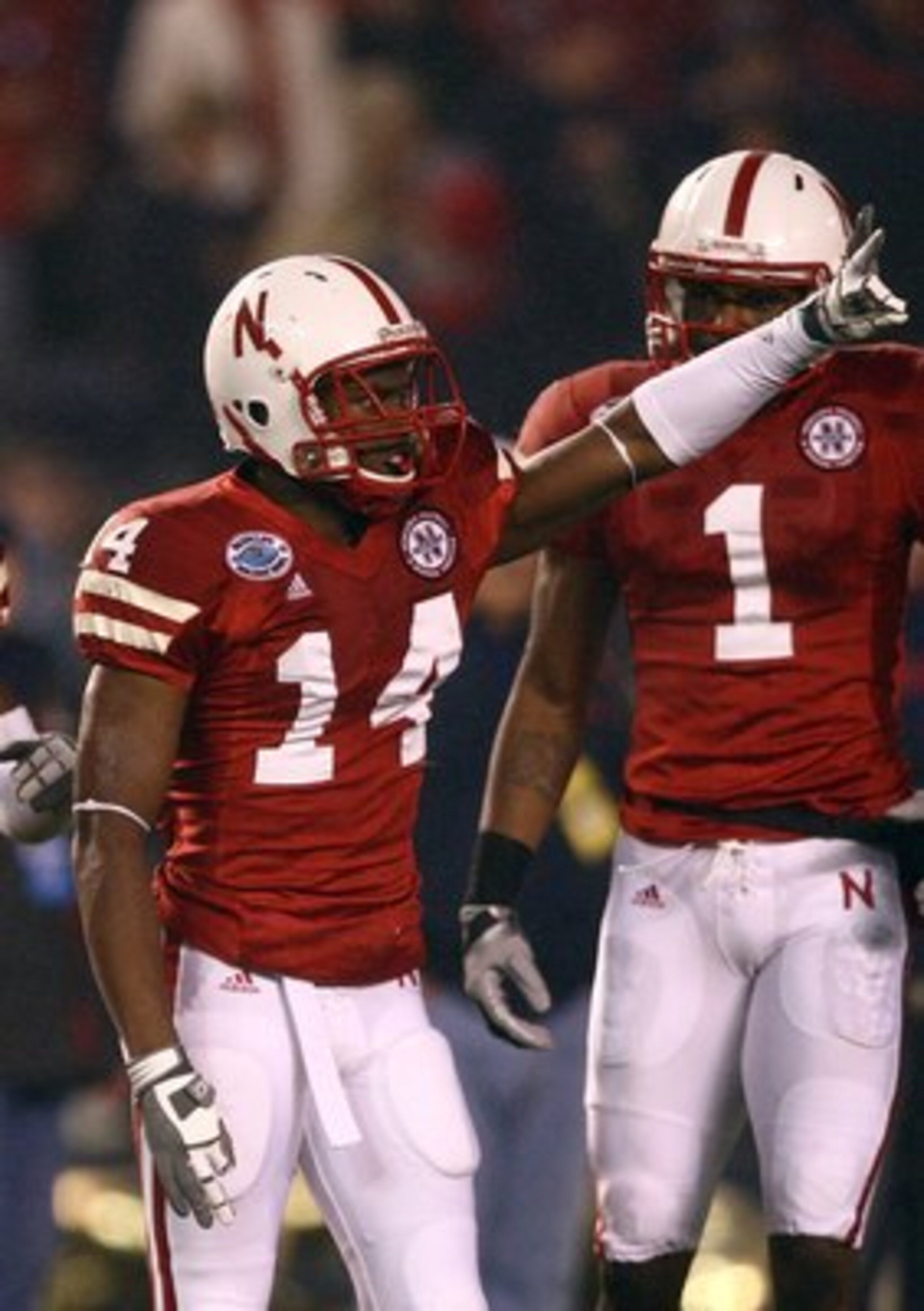 SAN DIEGO - DECEMBER 30:  Cornerback Anthony Blue #14 of the University of Nebraska Cornhuskers celebrates after a defensive play during the Pacific Life Holiday Bowl against University of Arizona Wildcats on December 30, 2009 at Qualcomm Stadium in San D