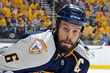 NASHVILLE, TN - MAY 03:   Shea Weber #6 of the Nashville Predators skates against the Vancouver Canucks in Game Three of the Western Conference Semifinals during the 2011 NHL Stanley Cup Playoffs at Bridgestone Arena on May 3, 2011 in Nashville, Tennessee