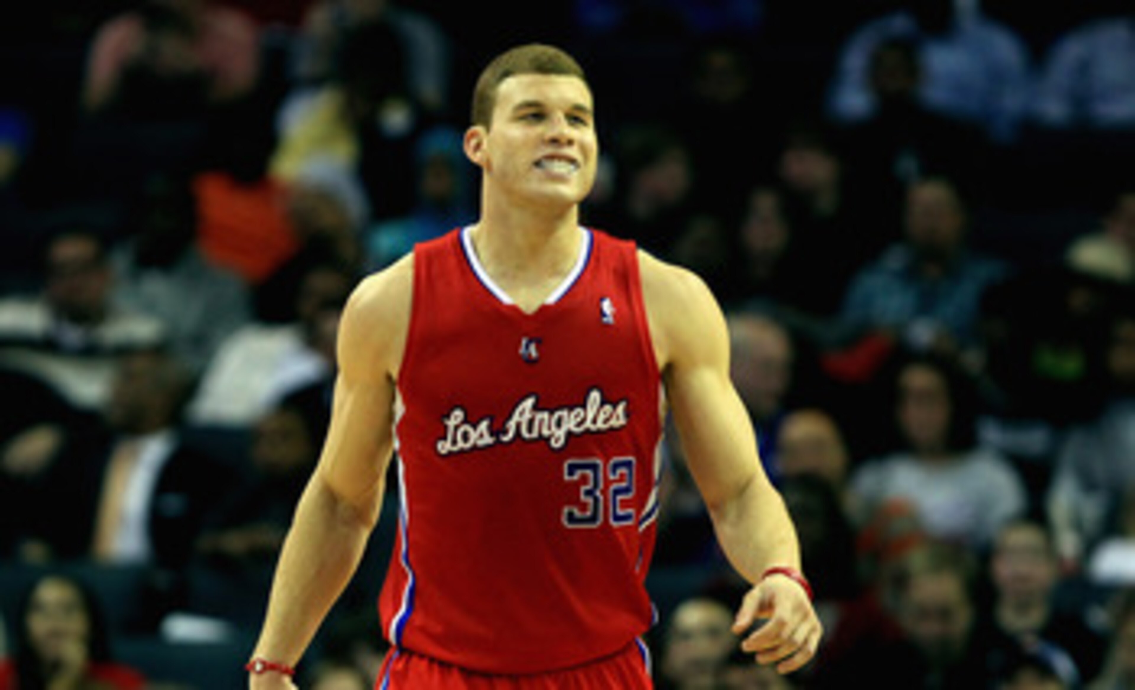 CHARLOTTE, NC - MARCH 07:  Blake Griffin #32 of the Los Angeles Clippers smiles as he walks down the court against the Charlotte Bobcats during their 92-87 victory at Time Warner Cable Arena on March 7, 2011 in Charlotte, North Carolina. NOTE TO USER: Use