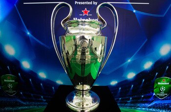 BANGKOK, THAILAND - MARCH 16:  The UEFA Champions League Trophy is displayed during the UEFA Champions League Trophy Tour Asia 2011 Press Conference on March 16, 2011 in Bangkok, Thailand.  (Photo by Athit Perawongmetha/Getty Images)