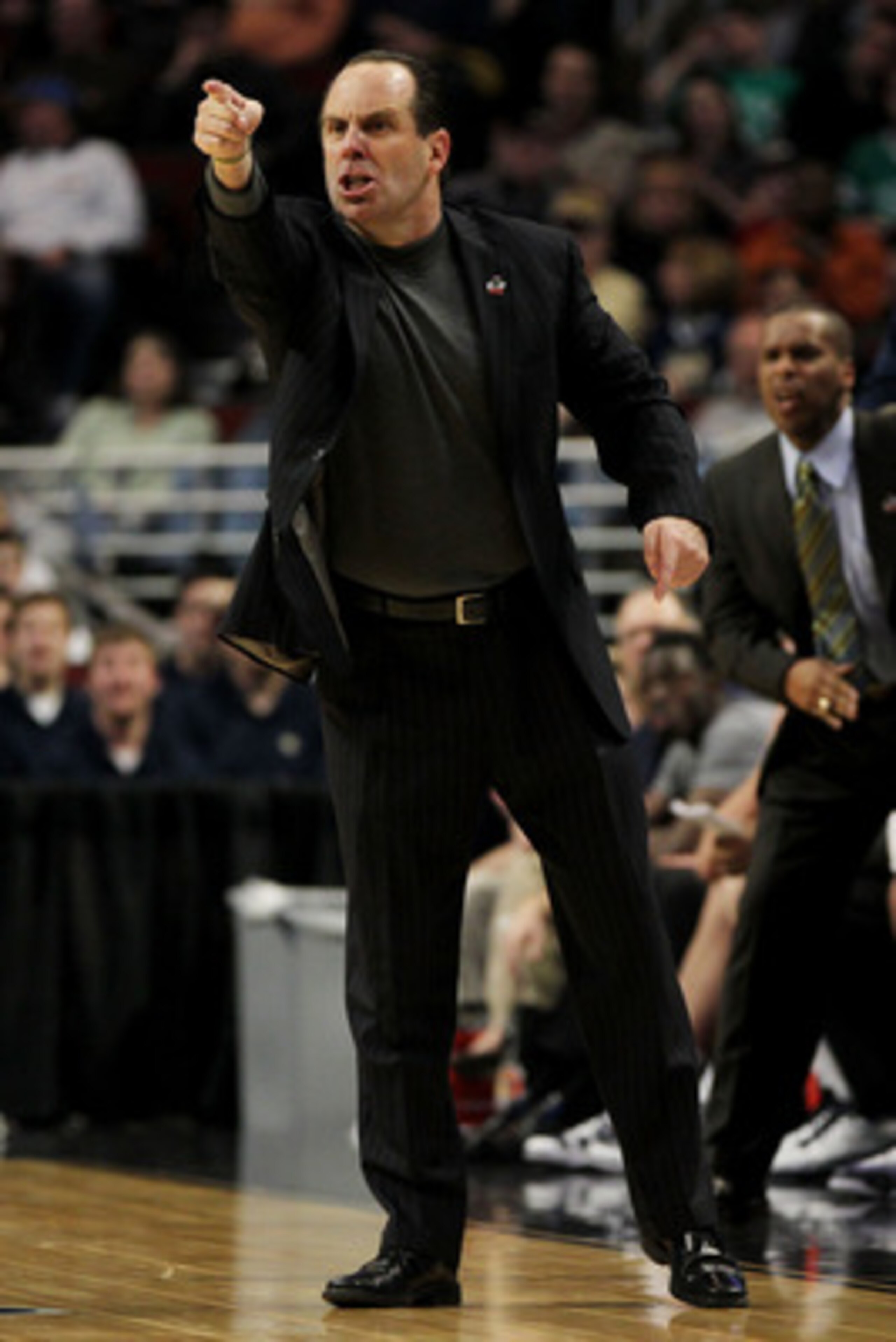 CHICAGO, IL - MARCH 20:  Head coach Mike Brey of the Notre Dame Fighting Irish reacts in the second half of the game against the Florida State Seminoles during the third round of the 2011 NCAA men's basketball tournament at the United Center on March 20, 