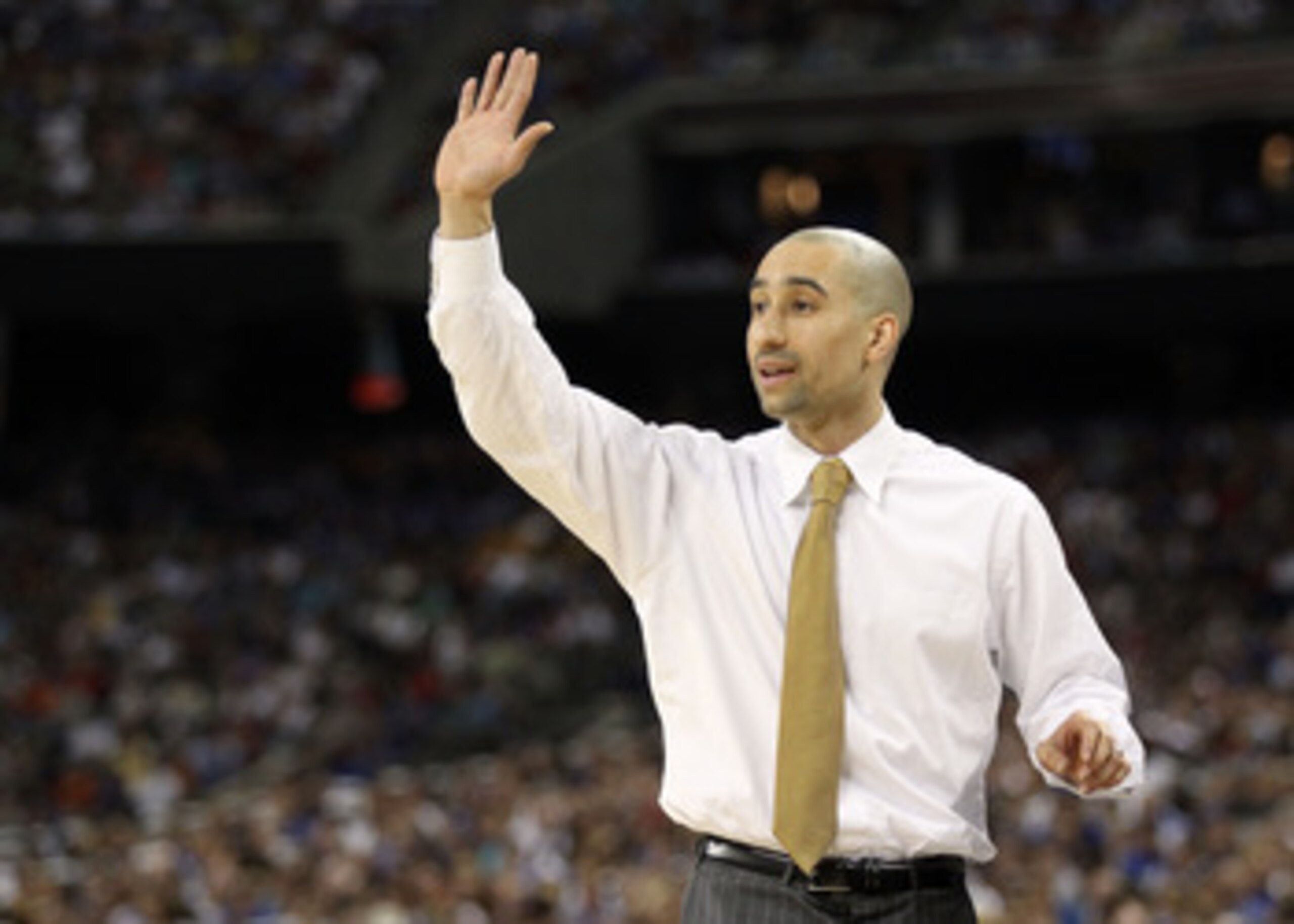 HOUSTON, TX - APRIL 02:  Head coach Shaka Smart of the Virginia Commonwealth Rams reacts from the sidelines against the Butler Bulldogs during the National Semifinal game of the 2011 NCAA Division I Men's Basketball Championship at Reliant Stadium on Apri