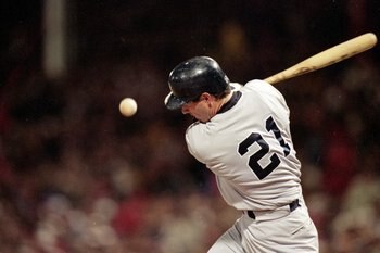 18 Oct 1999: Paul O''Neill #21 of the New York Yankees swings at the ball during the American League Championship Series game six against the Boston Red Sox at Fenway Park in Boston, Massachusetts. The Yankees defeated the Red Sox 6-1. Mandatory Credit: J