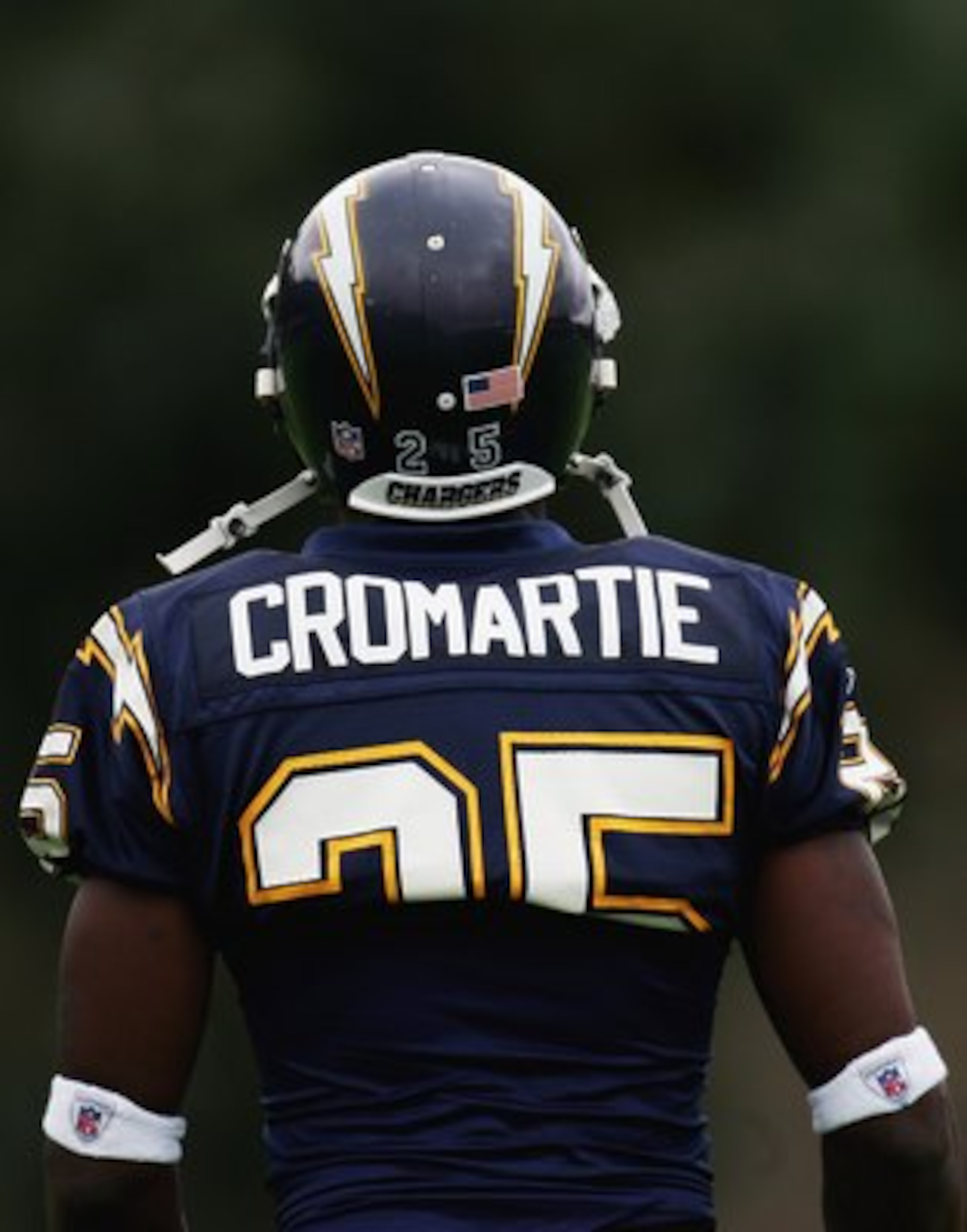 SAN DIEGO - JULY 31:  Rookie Cornerback Antonio Cromartie looks on during the San Diego Chargers' Training Camp on July 31, 2006 at Charger Park in San Diego, California.  (Photo by Donald Miralle/Getty Images)