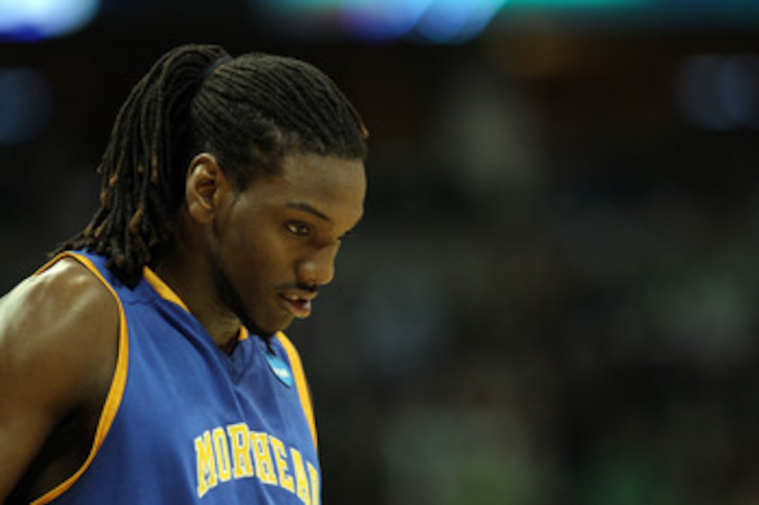 DENVER, CO - MARCH 17:  Kenneth Faried #35 of the Morehead State Eagles looks on during the second round of the 2011 NCAA men's basketball tournament at Pepsi Center on March 17, 2011 in Denver, Colorado.  (Photo by Justin Edmonds/Getty Images)