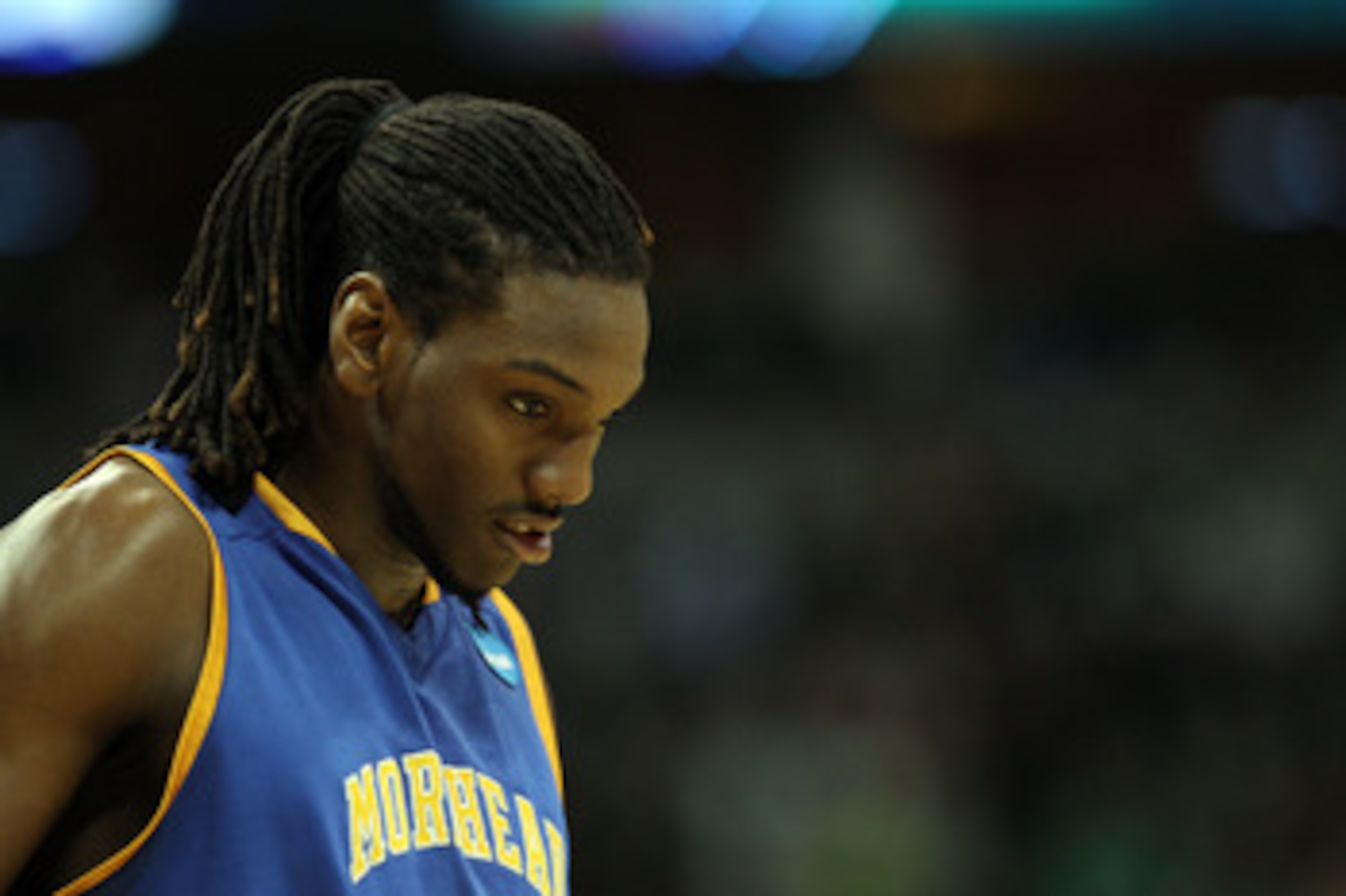 DENVER, CO - MARCH 17:  Kenneth Faried #35 of the Morehead State Eagles looks on during the second round of the 2011 NCAA men's basketball tournament at Pepsi Center on March 17, 2011 in Denver, Colorado.  (Photo by Justin Edmonds/Getty Images)