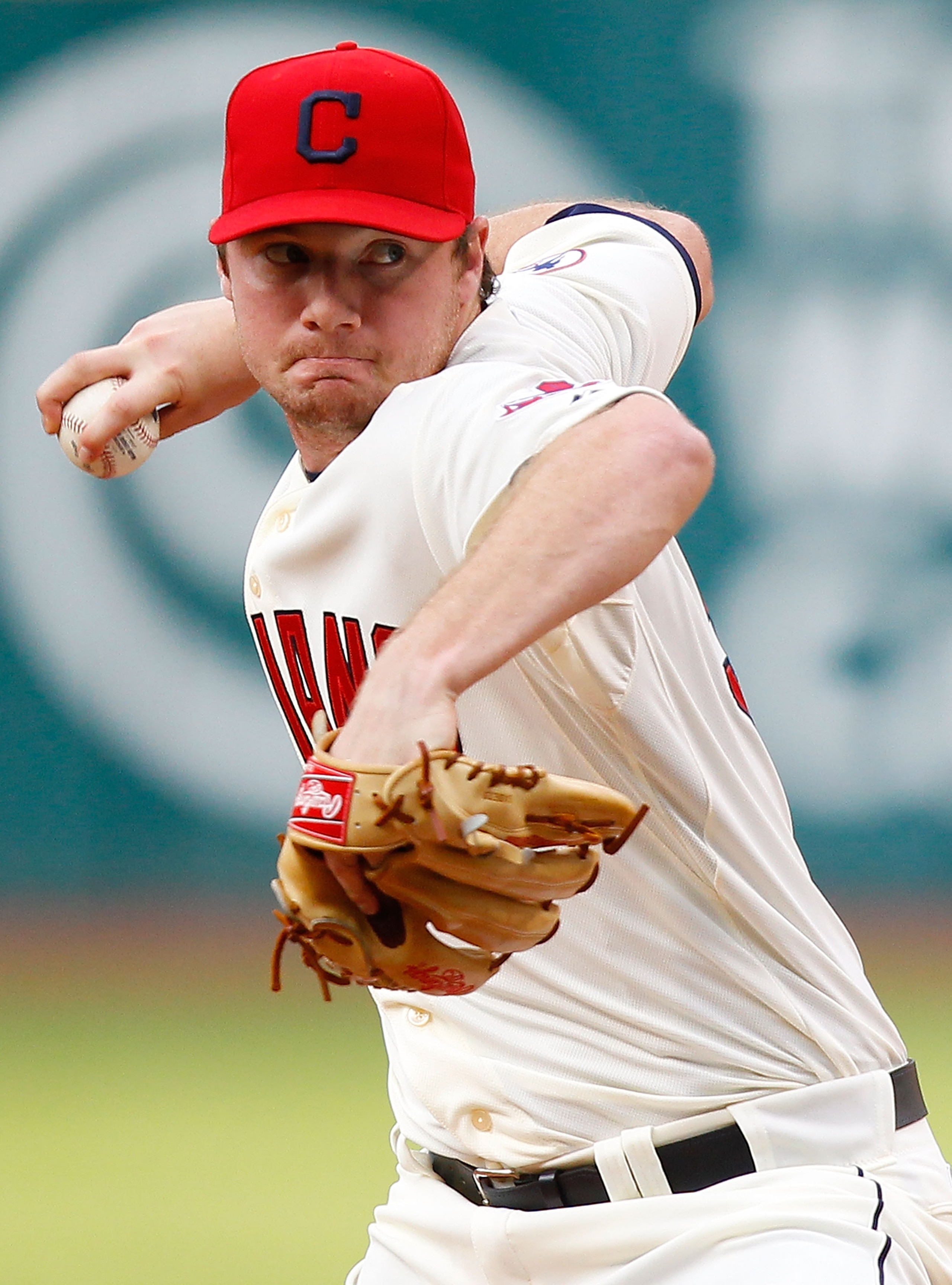 CLEVELAND - APRIL 30:  Alex White #32 of the Cleveland Indians pitches against the Detroit Tigers during the game on April 30, 2011 at Progressive Field in Cleveland, Ohio.  (Photo by Jared Wickerham/Getty Images)