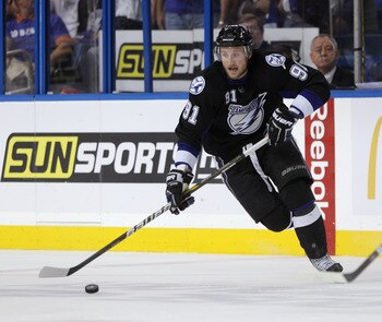TAMPA, FL - MAY 03:  Steven Stamkos #91 of the Tampa Bay Lightning skates against the Washington Capitals in Game Three of the Eastern Conference Semifinals during the 2011 NHL Stanley Cup Playoffs at St Pete Times Forum on May 3, 2011 in Tampa, Florida.