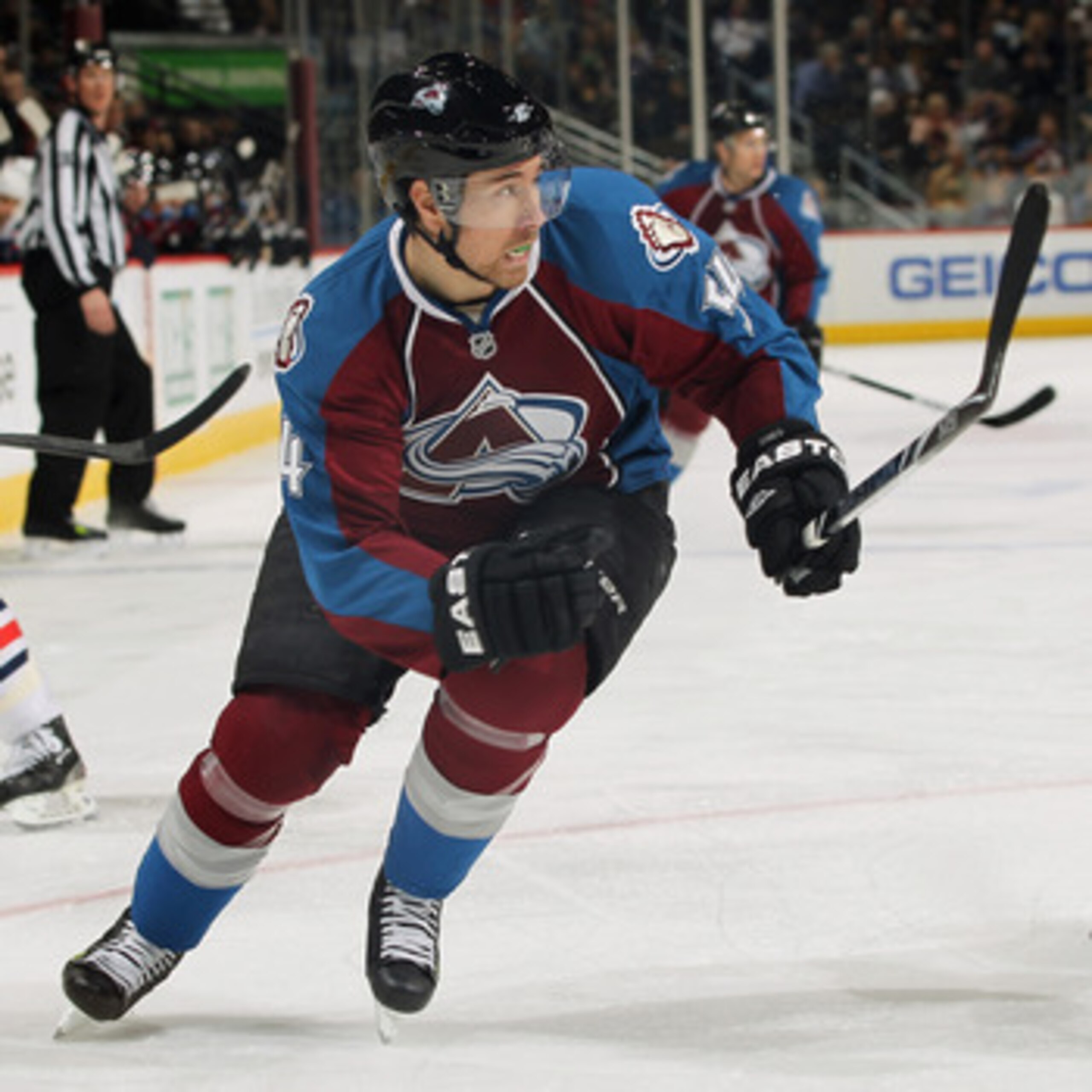 DENVER, CO - MARCH 22:  David Jones #54 of the Colorado Avalanche skates against the Columbus Blue Jackets at the Pepsi Center on March 22, 2011 in Denver, Colorado. The Avalanche defeated the Blue Jackets 5-4 in an overtime shootout.  (Photo by Doug Pens