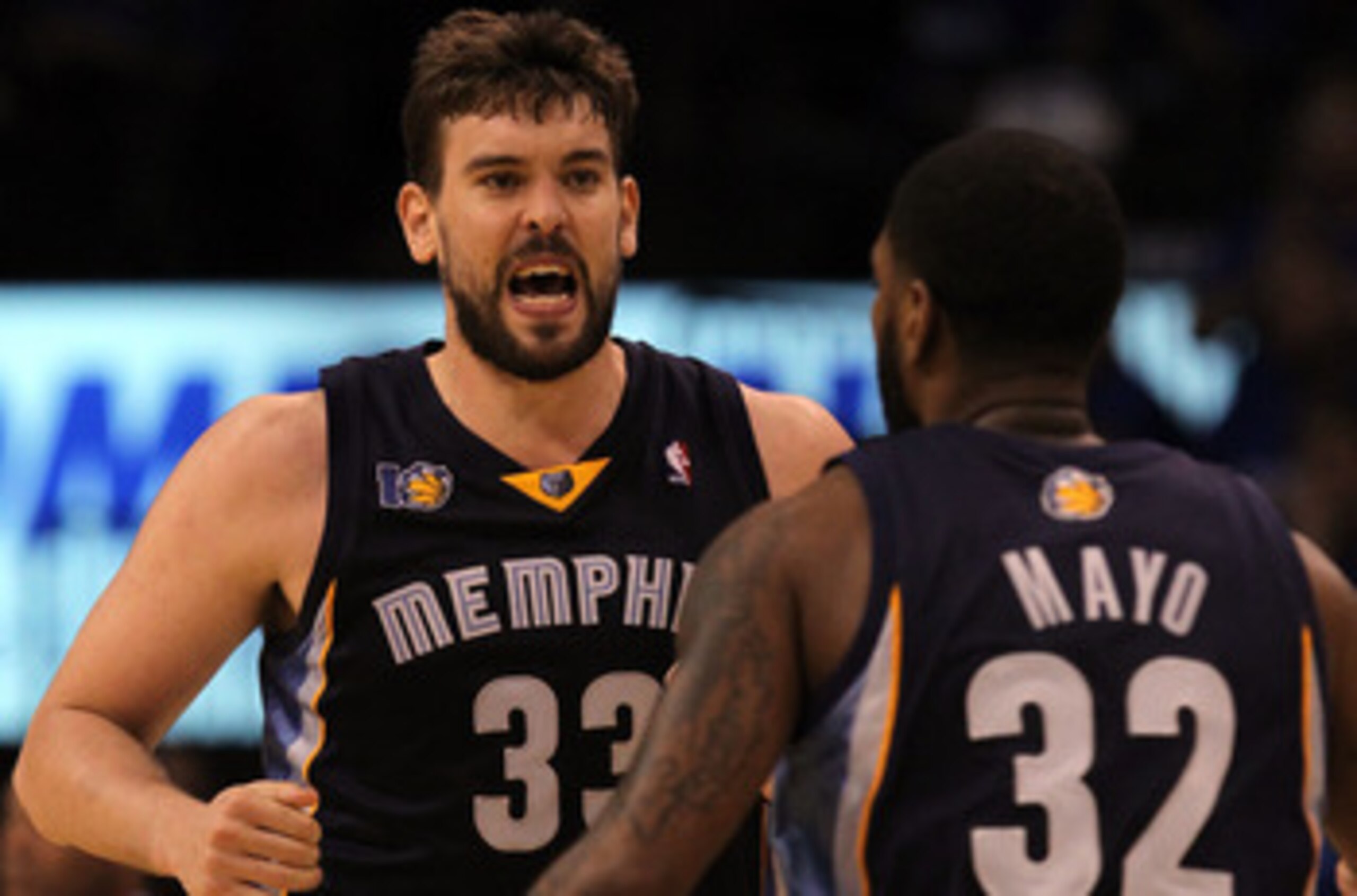 OKLAHOMA CITY, OK - MAY 01:  Center Marc Gasol #33 of the Memphis Grizzlies reacts against the Oklahoma City Thunder in Game One of the Western Conference Semifinals in the 2011 NBA Playoffs on May 1, 2011 at Oklahoma City Arena in Oklahoma City, Oklahoma