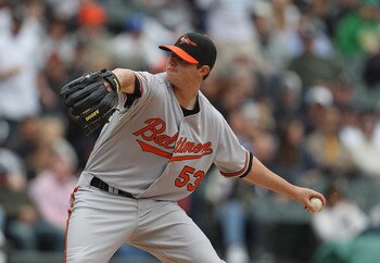 CHICAGO, IL - MAY 01: Starting pitcher Zach Britton #53 of the Baltimore Orioles delivers the ball against the Chicago White Sox at U.S. Cellular Field on May 1, 2011 in Chicago, Illinois. The Orioles defeated the White Sox 6-4. (Photo by Jonathan Daniel/