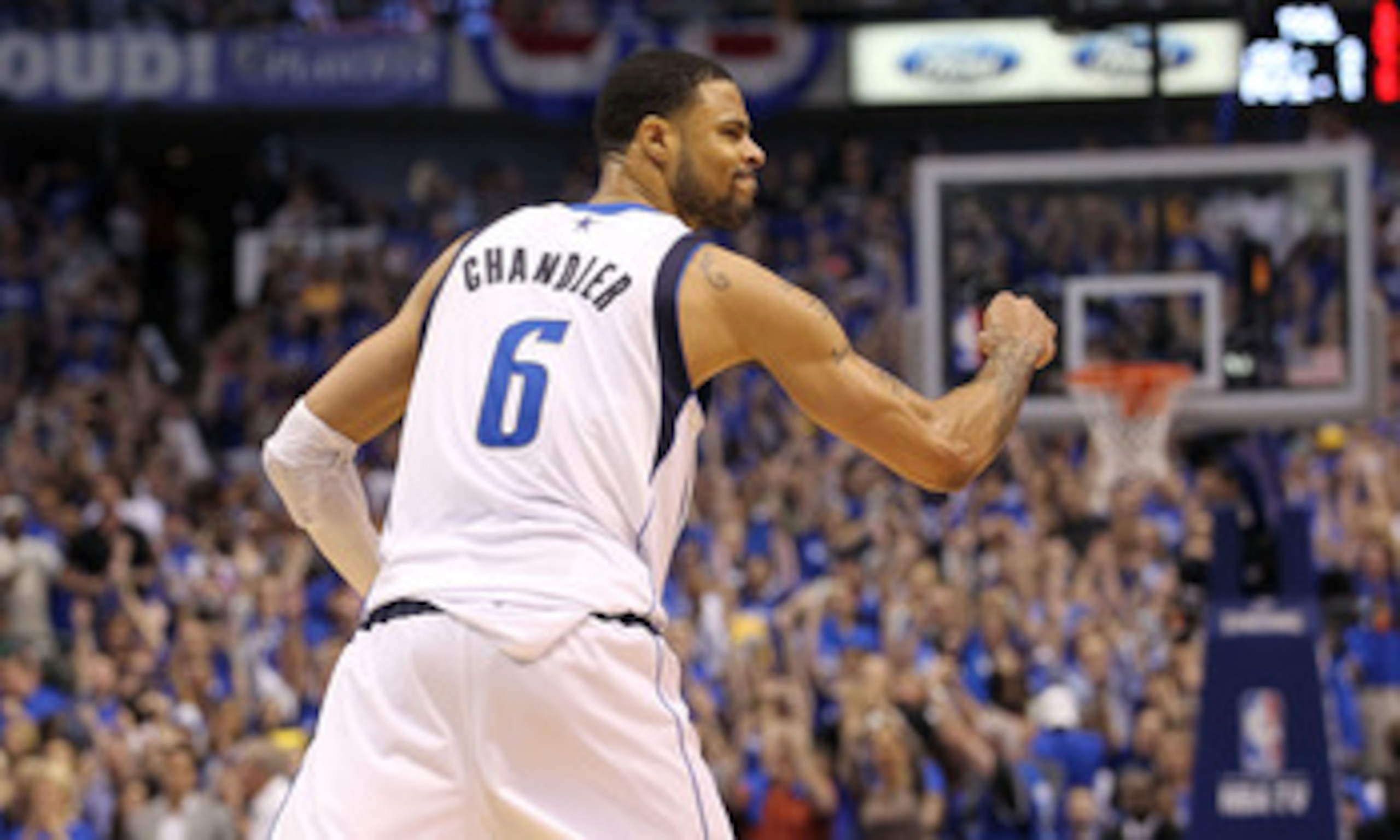 DALLAS, TX - MAY 06:  Center Tyson Chandler #6 of the Dallas Mavericks reacts after a 98-92 win against the Los Angeles Lakers in Game Three of the Western Conference Semifinals during the 2011 NBA Playoffs on May 6, 2011 at American Airlines Center in Da