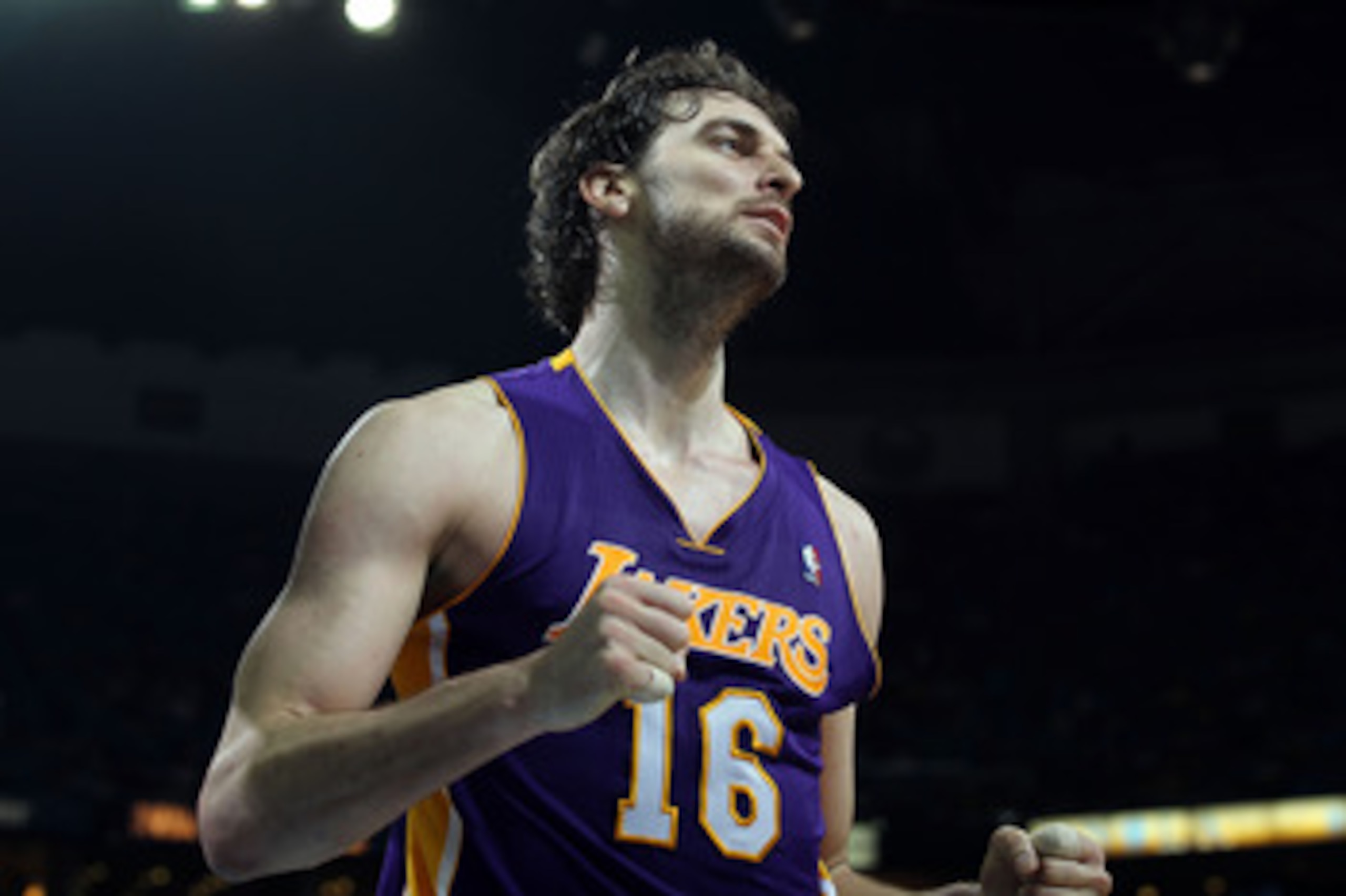 NEW ORLEANS, LA - APRIL 28:  Pau Gasol #16 of the Los Angeles Lakers reacts during play against the New Orleans Hornets in Game Six of the Western Conference Quarterfinals in the 2011 NBA Playoffs on April 28, 2011 at New Orleans Arena in New Orleans, Lou