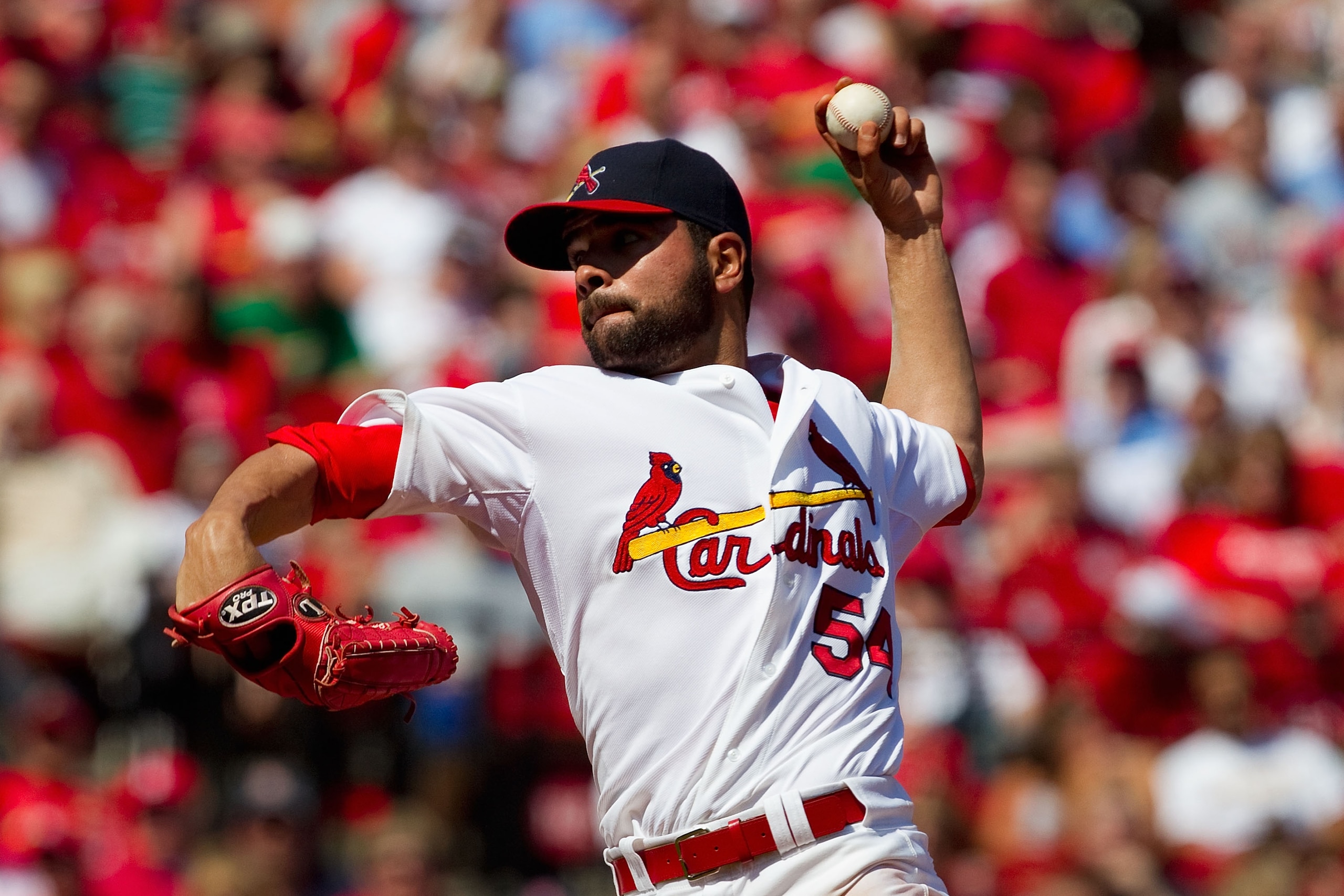 ST. LOUIS, MO - APRIL 3: Starter Jaime Garcia #54 of the St. Louis Cardinals pitches against the San Diego Padre at Busch Stadium on April 3, 2011 in St. Louis, Missouri. (Photo by Dilip Vishwanat/Getty Images) ST. LOUIS, MO - APRIL 3: Starter Jaime Garcia #54 of the St. Louis Cardinals pitches against the San Diego Padre at Busch Stadium on April 3, 2011 in St. Louis, Missouri. (Photo by Dilip Vishwanat/Getty Images)