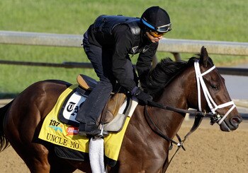 LOUISVILLE, KY - MAY 05:  Kentucky Derby entrant Uncle Mo works on the track in preparation for the 137th Kentucky Derby at Churchill Downs on May 5, 2011 in Louisville, Kentucky.  (Photo by Rob Carr/Getty Images)