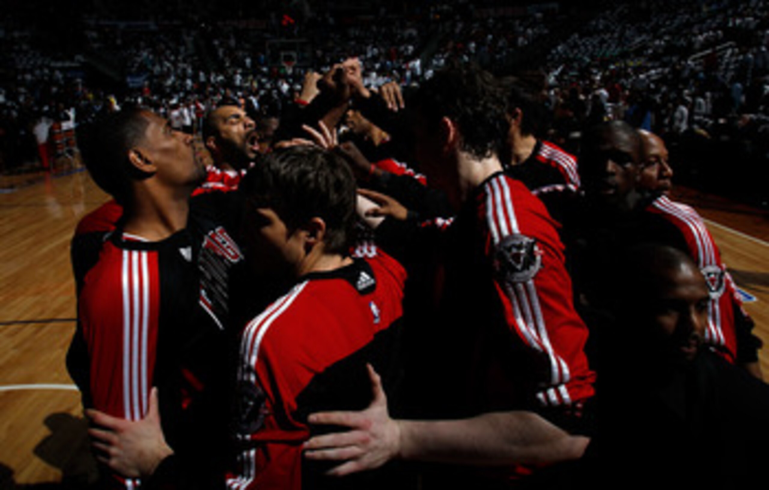 ATLANTA, GA - MAY 06:  The Chicago Bulls huddle before facing the Atlanta Hawks in Game Three of the Eastern Conference Semifinals in the 2011 NBA Playoffs at Phillips Arena on May 6, 2011 in Atlanta, Georgia.  NOTE TO USER: User expressly acknowledges an