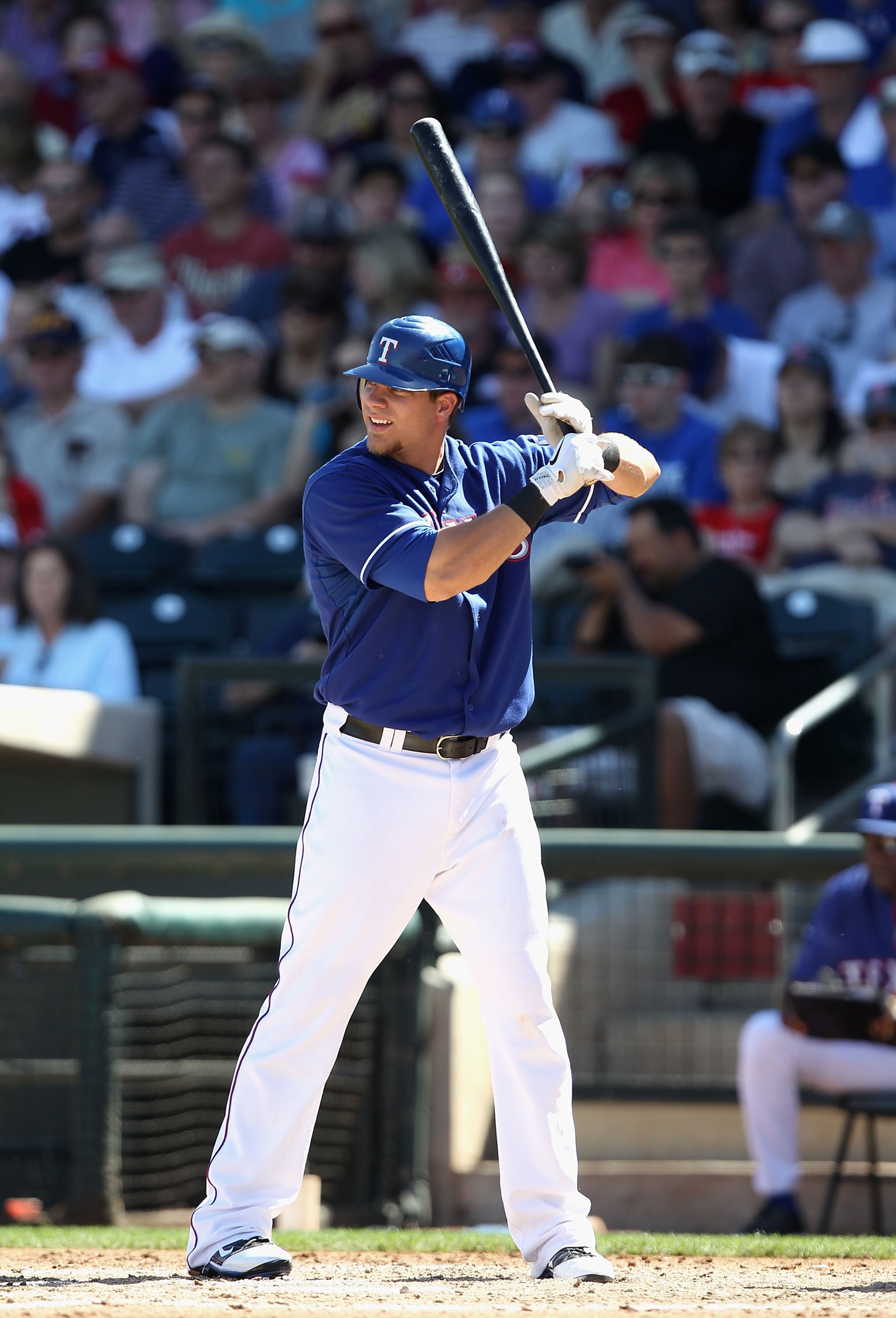 SURPRISE, AZ - MARCH 11:  Chris Davis #19 of the Texas Rangers bats against the Cincinnati Reds during the spring training game at Surprise Stadium on March 11, 2011 in Surprise, Arizona.  (Photo by Christian Petersen/Getty Images)