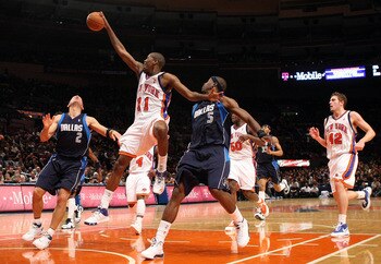 NEW YORK - NOVEMBER 16: Jamal Crawford #11 of the New York Knicks has the ball stripped against the Dallas Mavericks on November 16, 2008 at Madison Square Garden in New York City. NOTE TO USER: User expressly acknowledges and agrees that, by downloading