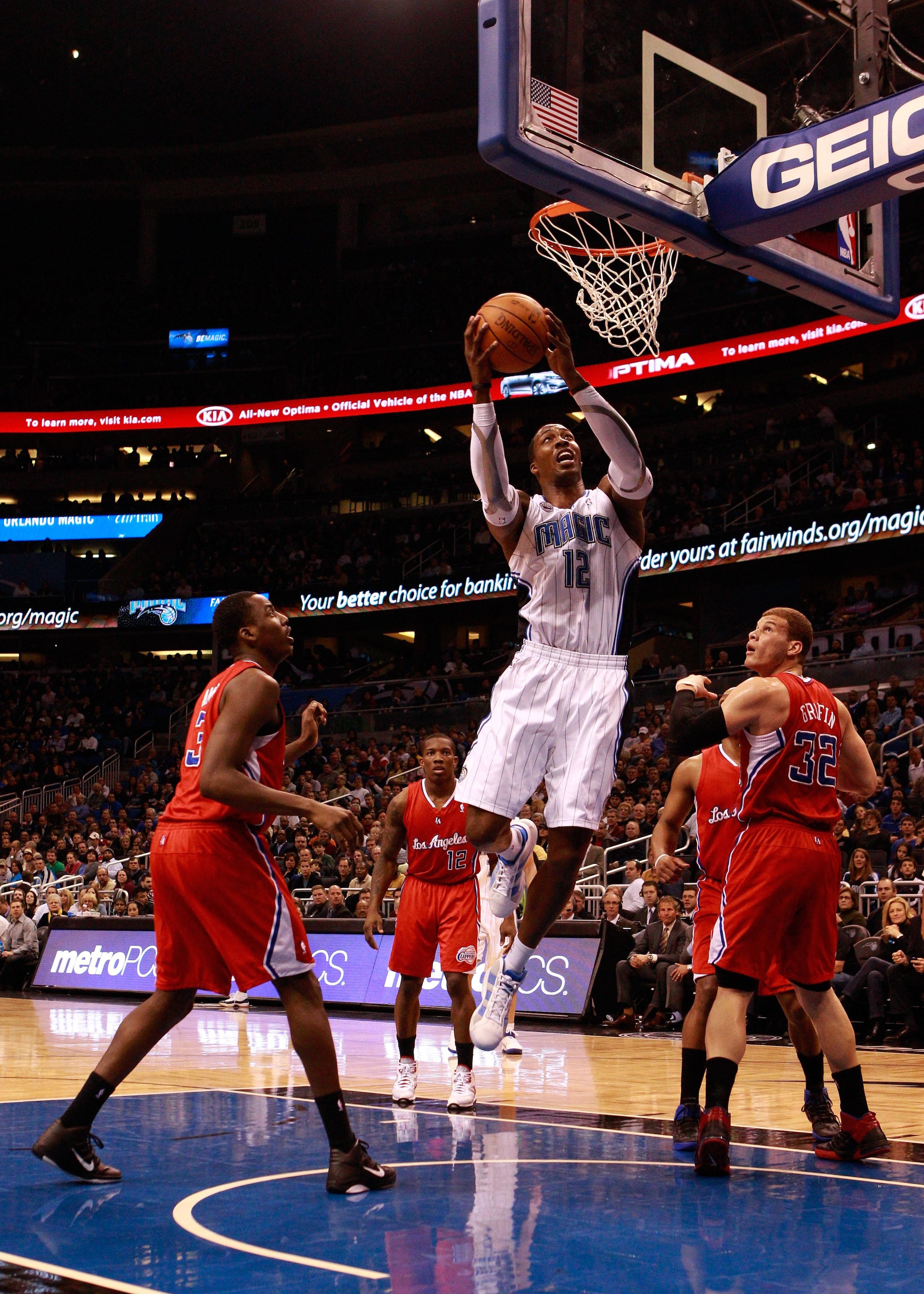 ORLANDO, FL - FEBRUARY 08:  Dwight Howard attempts a shot during a game against the Los Angeles Clippers at Amway Arena on February 8, 2011 in Orlando, Florida.  NOTE TO USER: User expressly acknowledges and agrees that, by downloading and or using this P