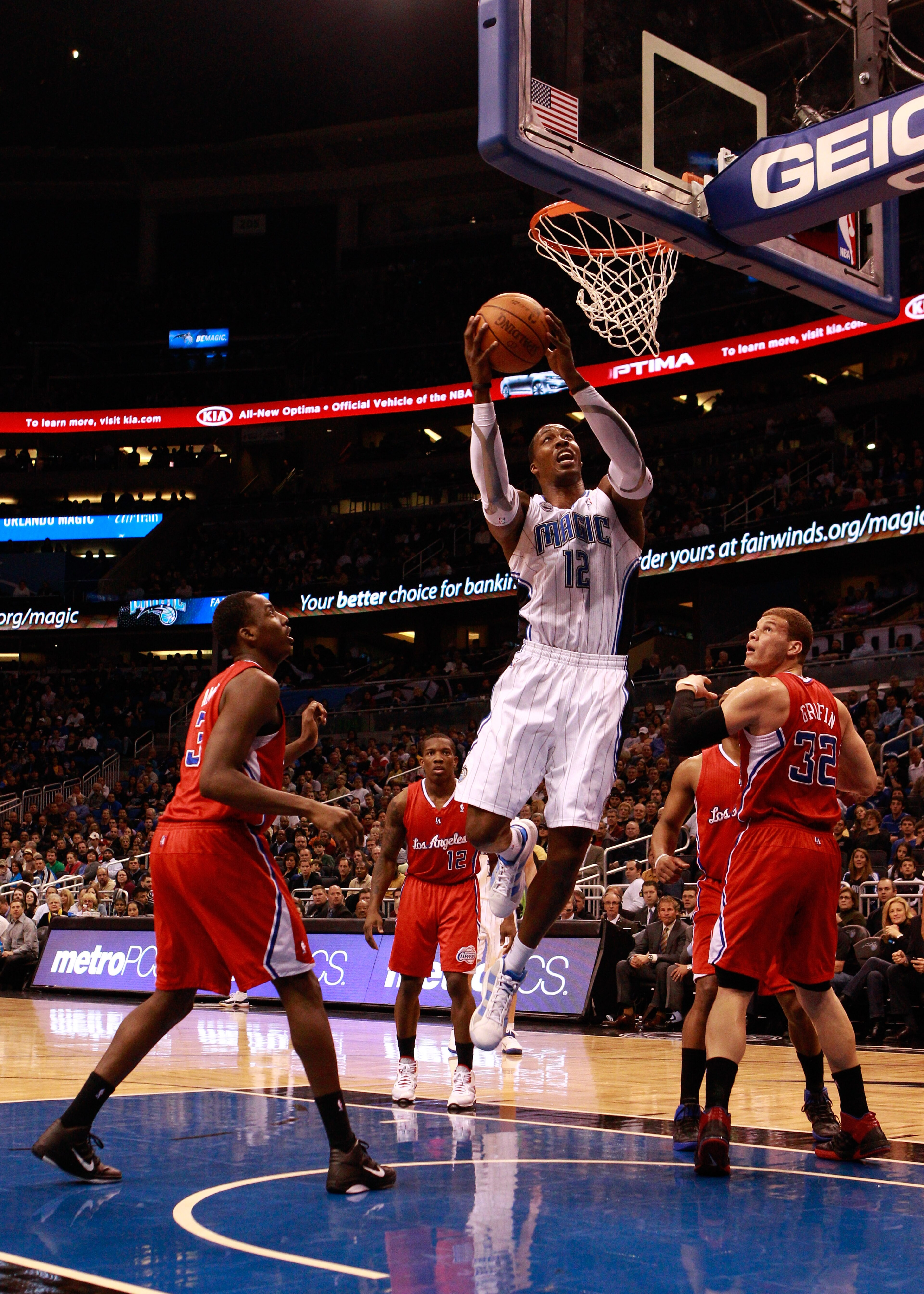 ORLANDO, FL - FEBRUARY 08:  Dwight Howard attempts a shot during a game against the Los Angeles Clippers at Amway Arena on February 8, 2011 in Orlando, Florida.  NOTE TO USER: User expressly acknowledges and agrees that, by downloading and or using this P