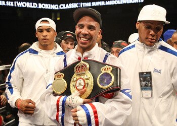 OAKLAND, CA - NOVEMBER 21:  Andre Ward celebrates after defeating Mikkel Kessler of Denmark during their WBA Super Middleweight Championship Bout at the Oakland-Alameda County Coliseum on November 21, 2009 in Oakland, California.  (Photo by Jed Jacobsohn/
