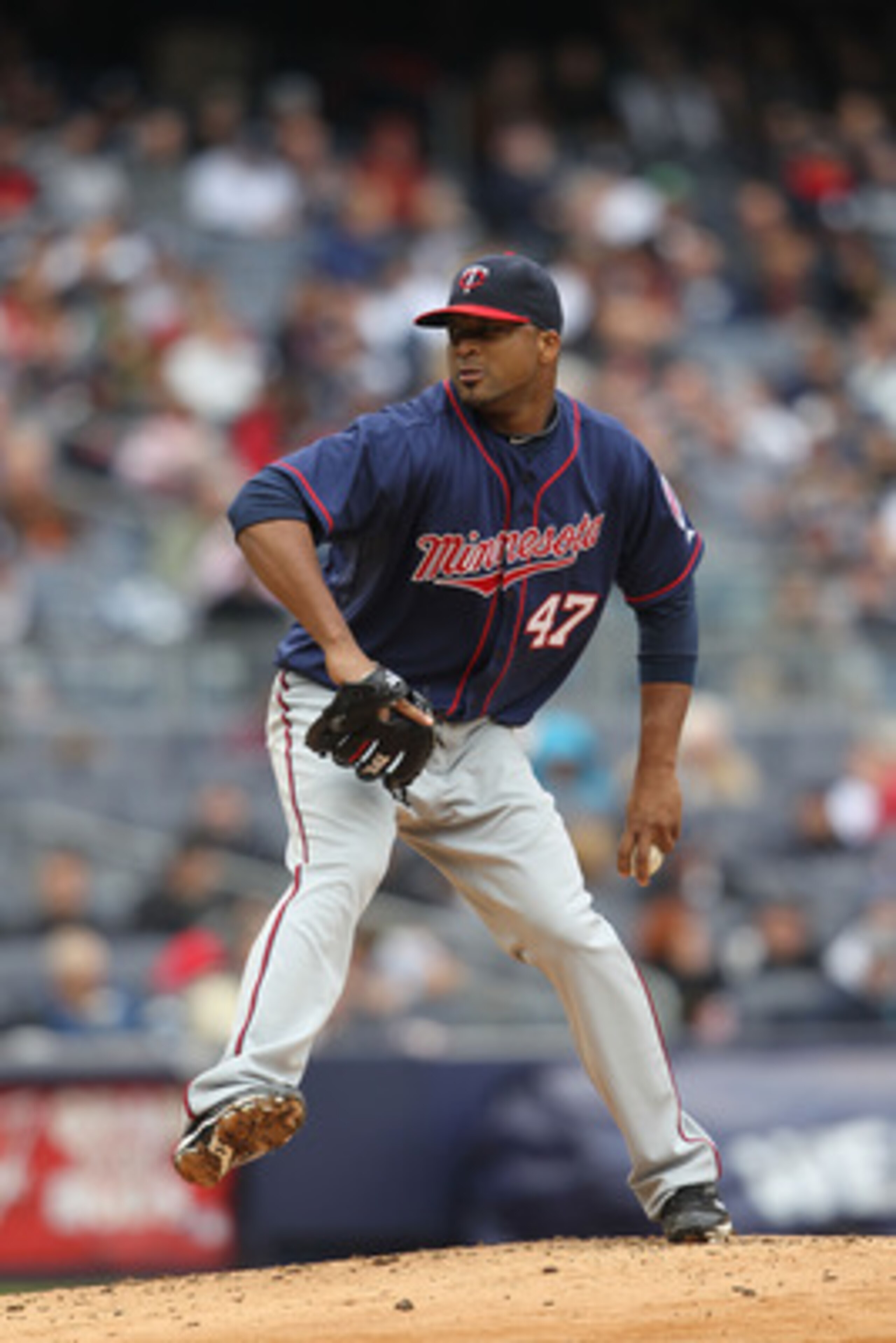 NEW YORK, NY - APRIL 07:  Francisco Liriano #47 of the Minnesota Twins pitches against the New York Yankees at Yankee Stadium on April 7, 2011 in the Bronx borough of New York City.  (Photo by Nick Laham/Getty Images)