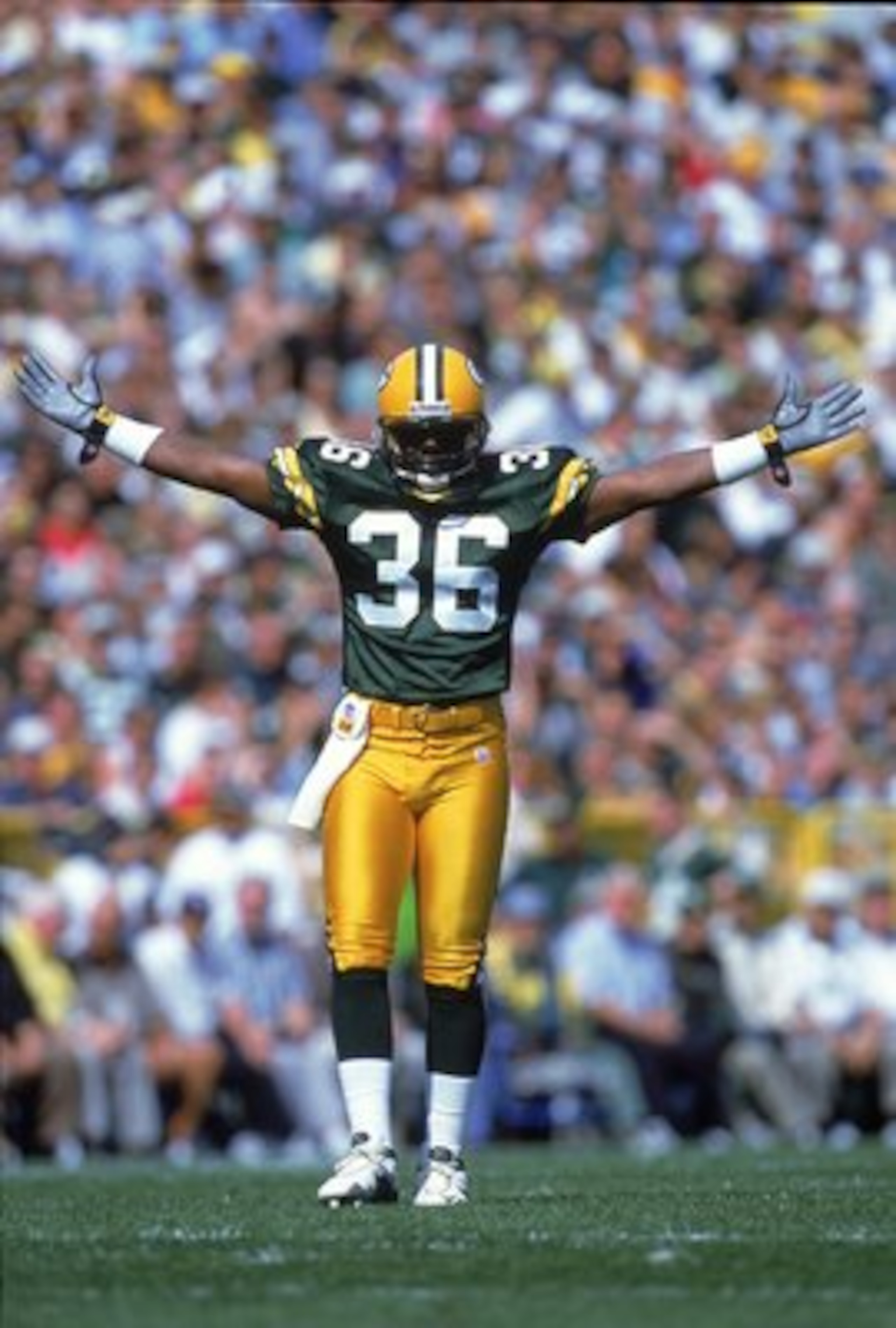 17 Sep 2000:  Leroy Butler #36 of the Green Bay Packers reacts during the game against the Philadelphia Eagles at Lambeau Field in Green Bay, Wisconsin.  The Packers defeated the Eagles 6-3.Mandatory Credit: Tom Hauck  /Allsport