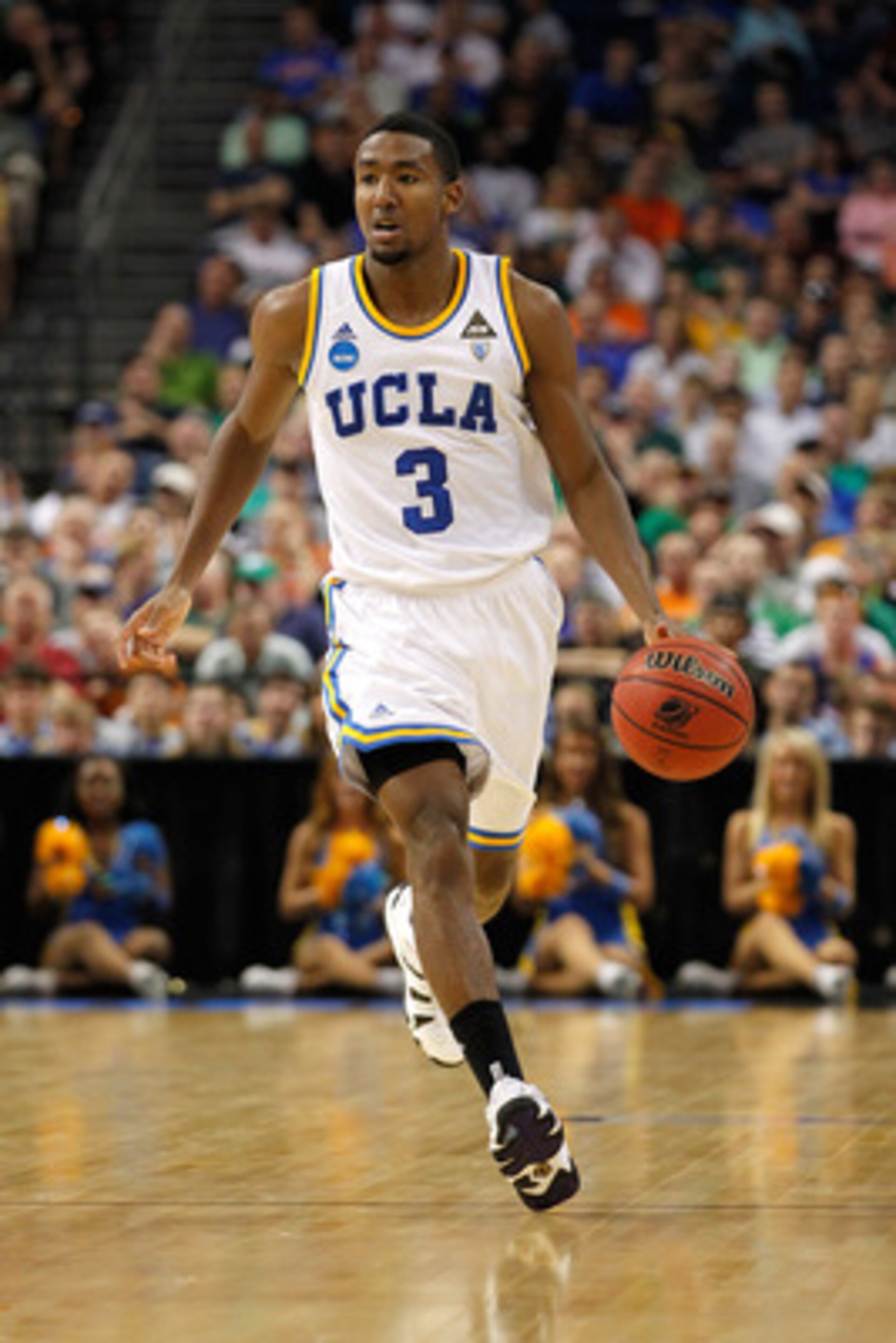 TAMPA, FL - MARCH 17:  Malcolm Lee #3 of the UCLA Bruins brings the ball up court against the Michigan State Spartans during the second round of the 2011 NCAA men's basketball tournament at St. Pete Times Forum on March 17, 2011 in Tampa, Florida.  (Photo