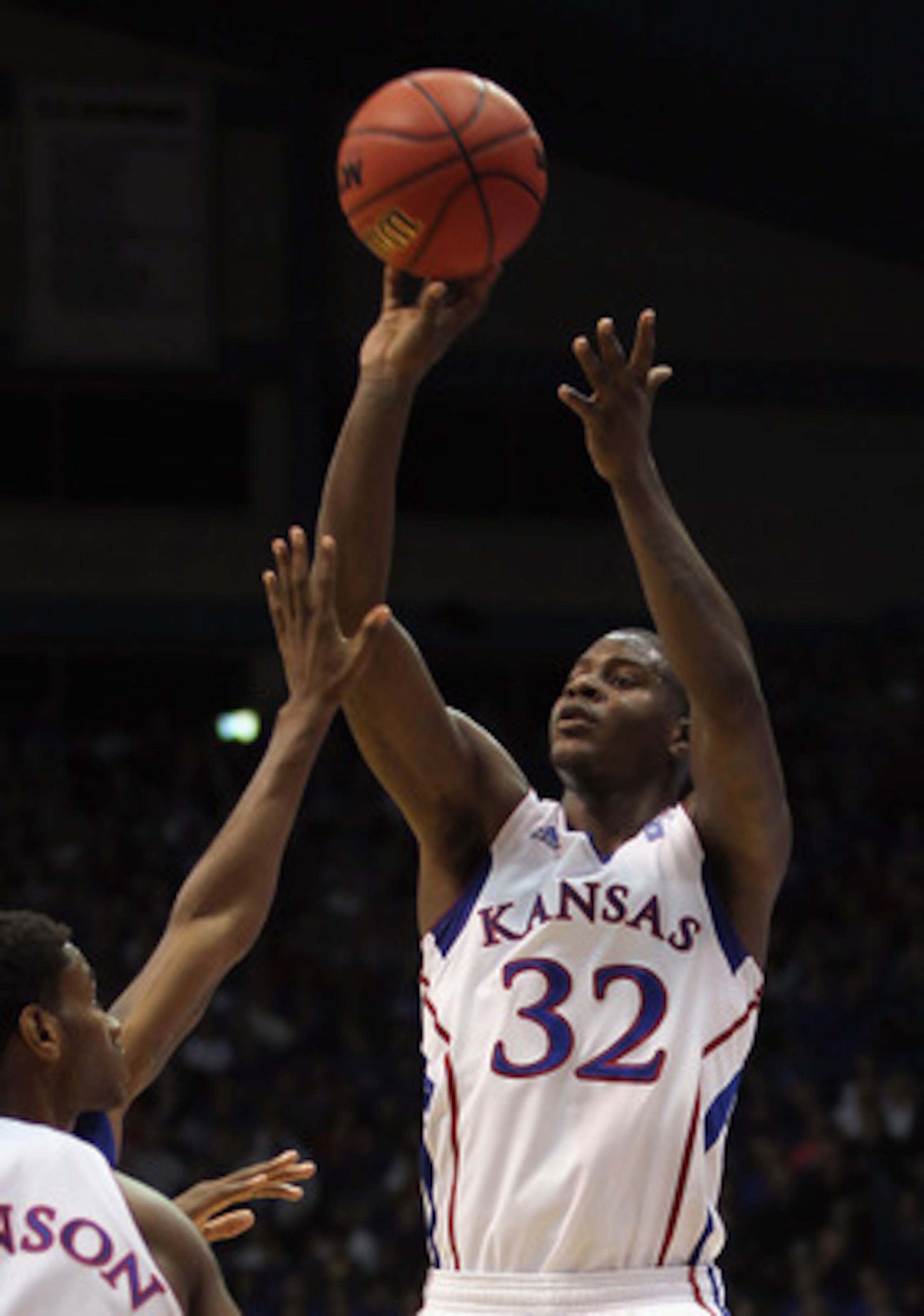 LAWRENCE, KS - DECEMBER 29:  Josh Selby #32 of the Kansas Jayhawks in action during the game against the University of Texas Arlington Mavericks on December 29, 2010 at Allen Fieldhouse in Lawrence, Kansas.  (Photo by Jamie Squire/Getty Images)