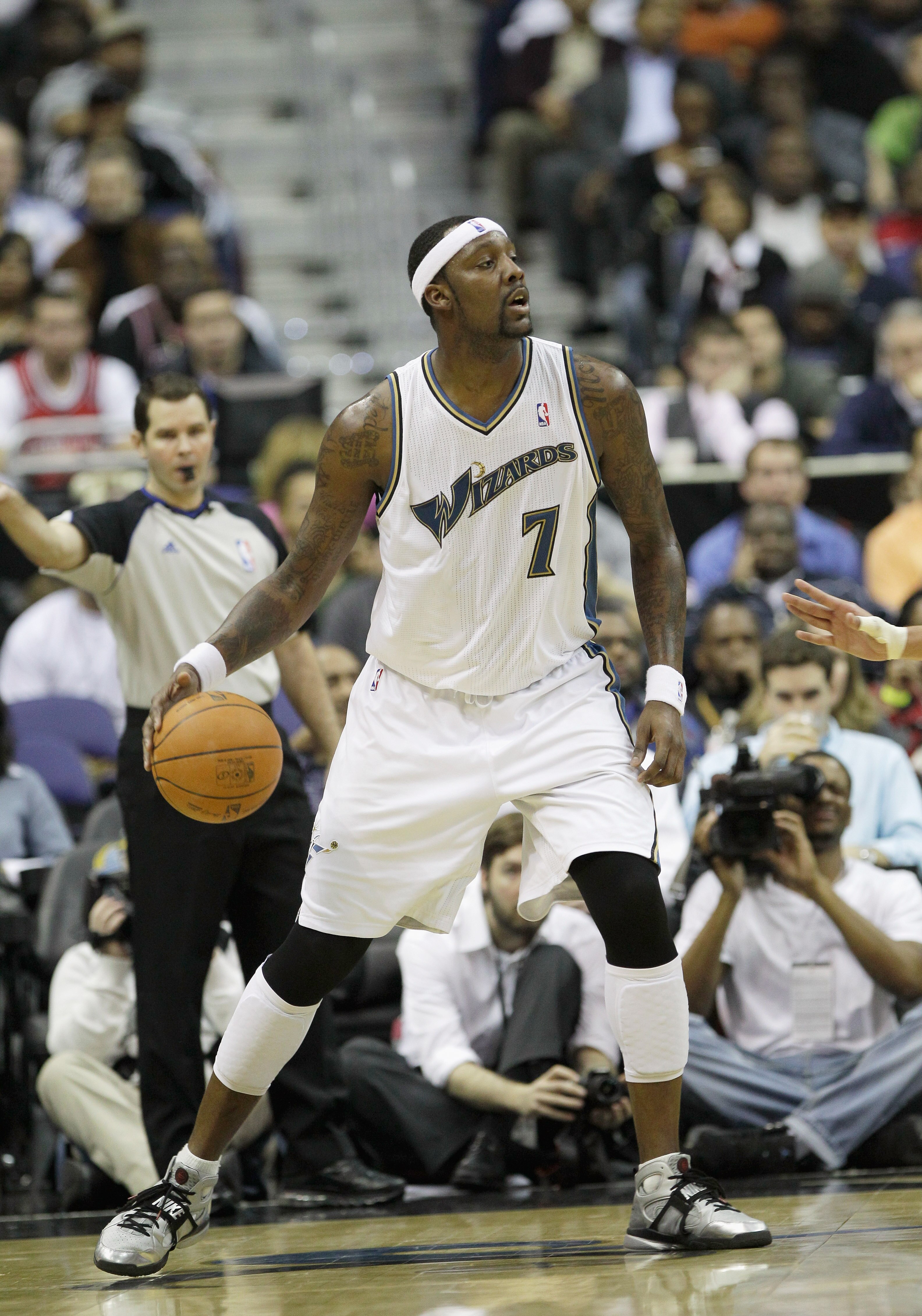 WASHINGTON, DC - FEBRUARY 28: Andray Blatche #7 of the Washington Wizards against the Chicago Bulls at the Verizon Center in Washington on February 28, 2011 in Washington, DC. NOTE TO USER: User expressly acknowledges and agrees that, by downloading and/o