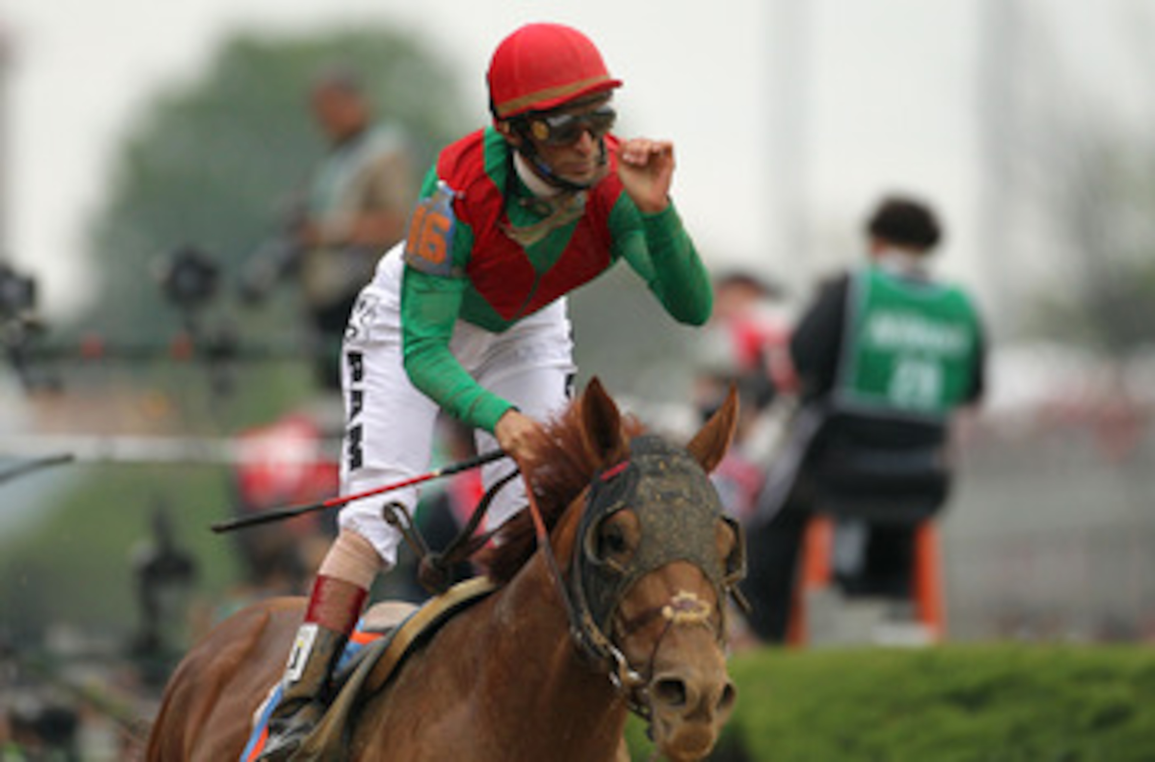 LOUISVILLE, KY - MAY 07: Jockey John Valazquez, riding Animal Kingdom #16, celebrates winning the 137th Kentucky Derby at Churchill Downs on May 7, 2011 in Louisville, Kentucky. (Photo by Al Bello/Getty Images) LOUISVILLE, KY - MAY 07: Jockey John Valazquez, riding Animal Kingdom #16, celebrates winning the 137th Kentucky Derby at Churchill Downs on May 7, 2011 in Louisville, Kentucky. (Photo by Al Bello/Getty Images)