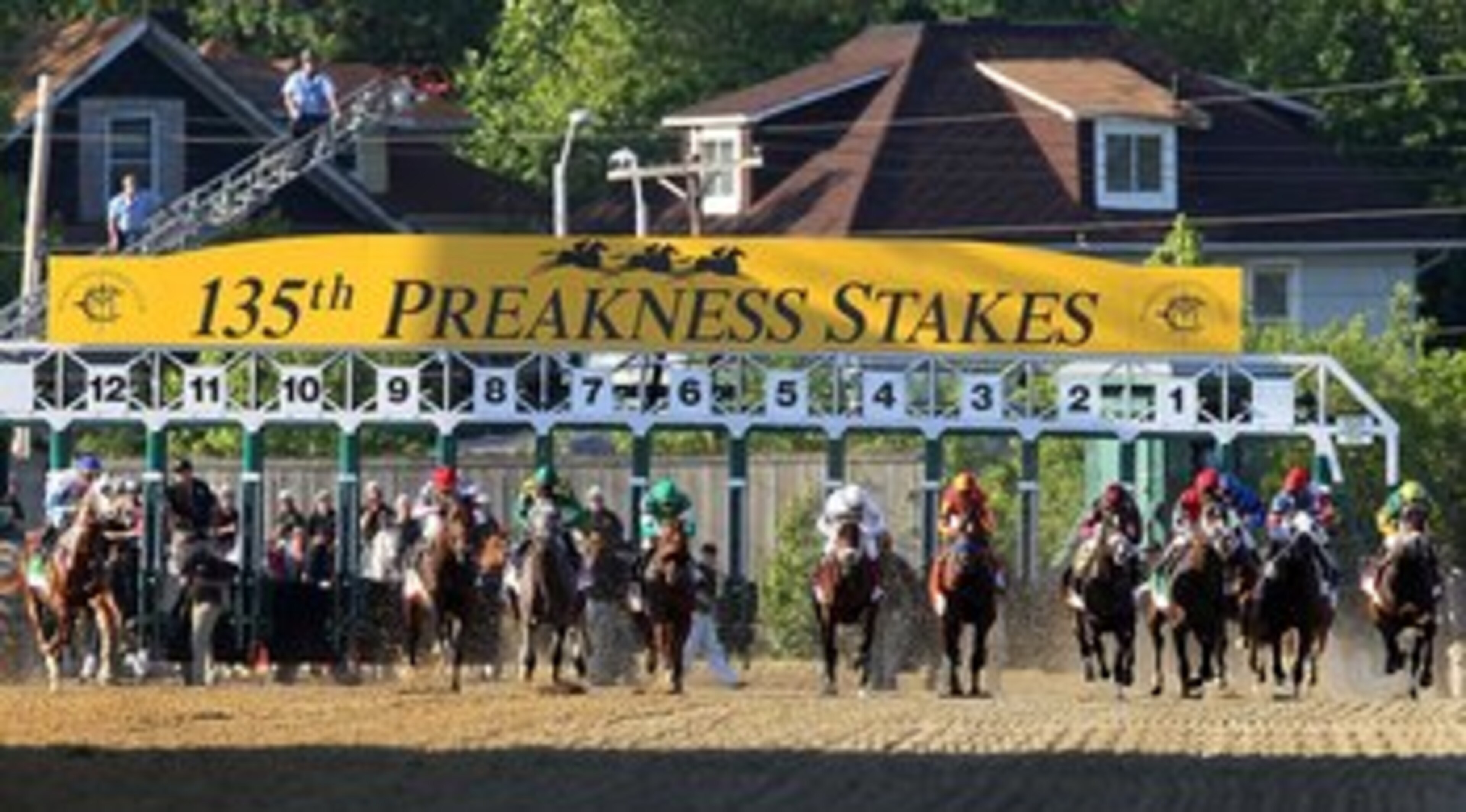BALTIMORE - MAY 15: The pack leaves the gate to start the 135th running of the Preakness Stakes at Pimlico Race Course on May 15, 2010 in Baltimore, Maryland. (Photo by Jim McIsaac/Getty Images) BALTIMORE - MAY 15: The pack leaves the gate to start the 135th running of the Preakness Stakes at Pimlico Race Course on May 15, 2010 in Baltimore, Maryland. (Photo by Jim McIsaac/Getty Images)