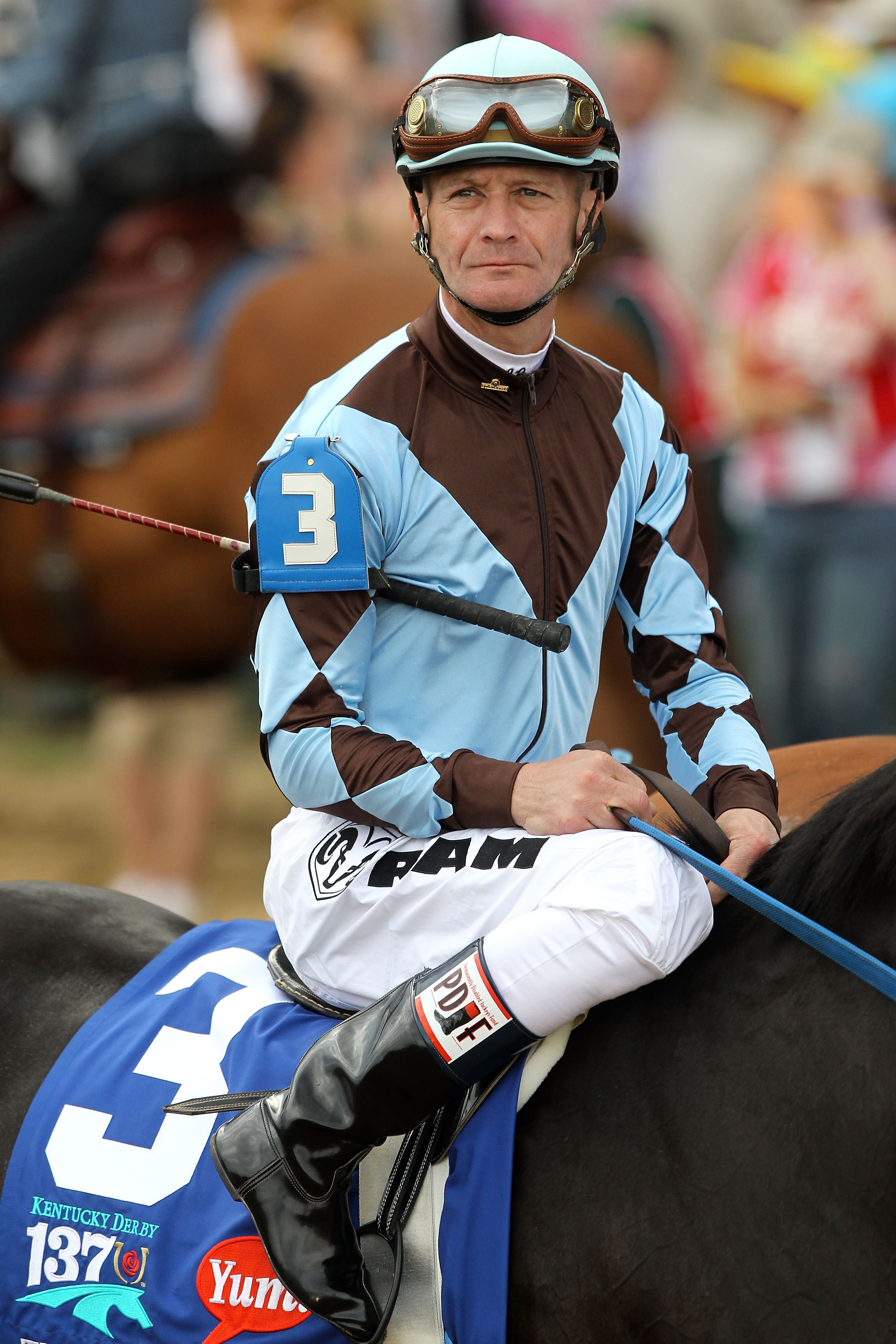 LOUISVILLE, KY - MAY 07:  Jockey Calvin Borel, riding Twice the Appeal #3, is escourted onto the track for the running of the 137th Kentucky Derby at Churchill Downs on May 7, 2011 in Louisville, Kentucky.  (Photo by Matthew Stockman/Getty Images)