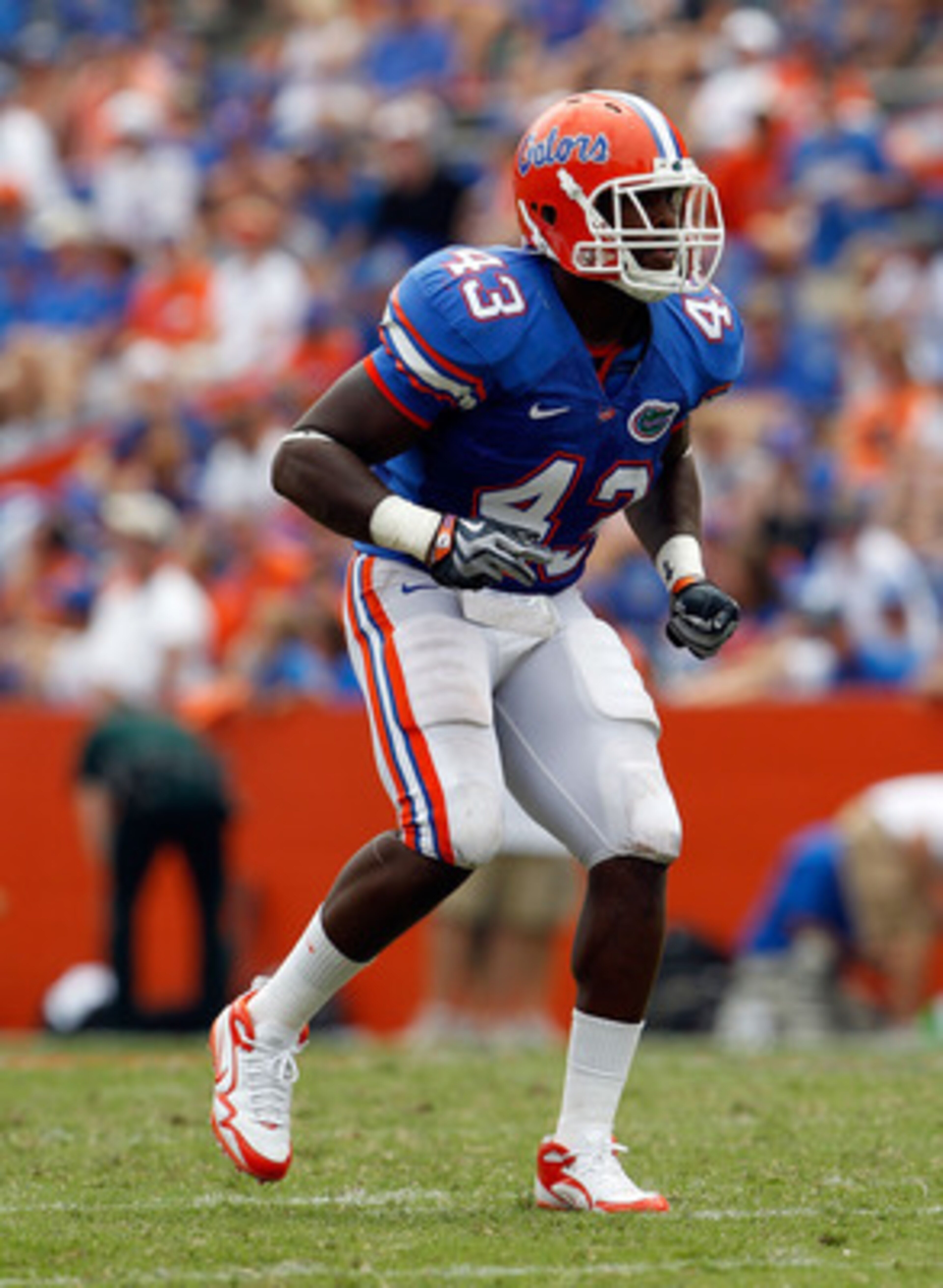 GAINESVILLE, FL - SEPTEMBER 04: Jelani Jenkins #43 of the Florida Gators plays defense against the Miami University RedHawks at Ben Hill Griffin Stadium on September 4, 2010 in Gainesville, Florida. (Photo by Sam Greenwood/Getty Images) GAINESVILLE, FL - SEPTEMBER 04: Jelani Jenkins #43 of the Florida Gators plays defense against the Miami University RedHawks at Ben Hill Griffin Stadium on September 4, 2010 in Gainesville, Florida. (Photo by Sam Greenwood/Getty Images)