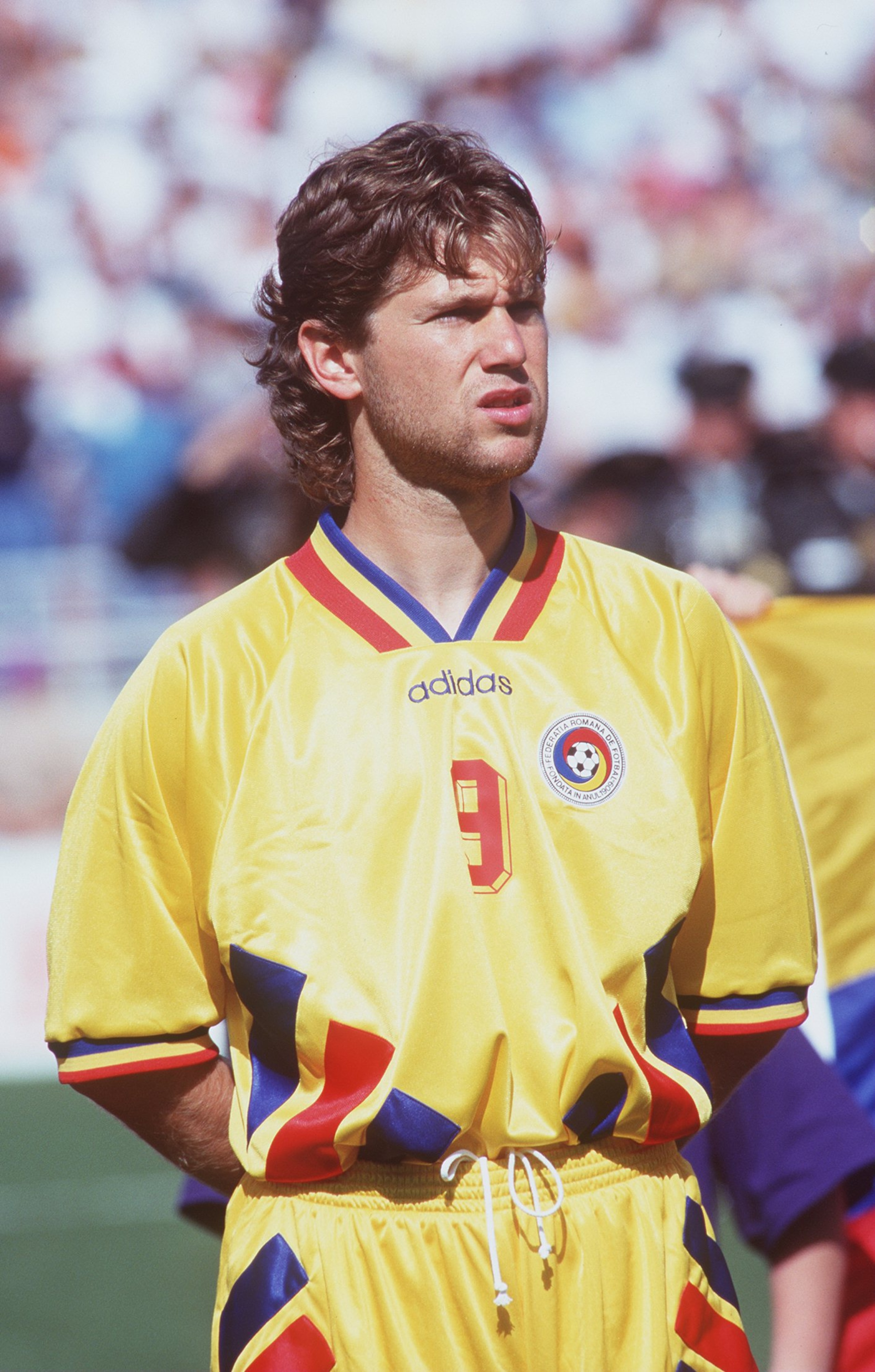 18 JUN 1994: FLORIN RADUCIOIU OF ROMANIA LINES UP PRIOR TO THE ROMANIA V COLOMBIA 1994 WORLD CUP MATCH AT THE ROSE BOWL IN PASADENA, CALIFORNIA. Mandatory Credit: Shaun Botterill/ALLSPORT 18 JUN 1994: FLORIN RADUCIOIU OF ROMANIA LINES UP PRIOR TO THE ROMANIA V COLOMBIA 1994 WORLD CUP MATCH AT THE ROSE BOWL IN PASADENA, CALIFORNIA. Mandatory Credit: Shaun Botterill/ALLSPORT