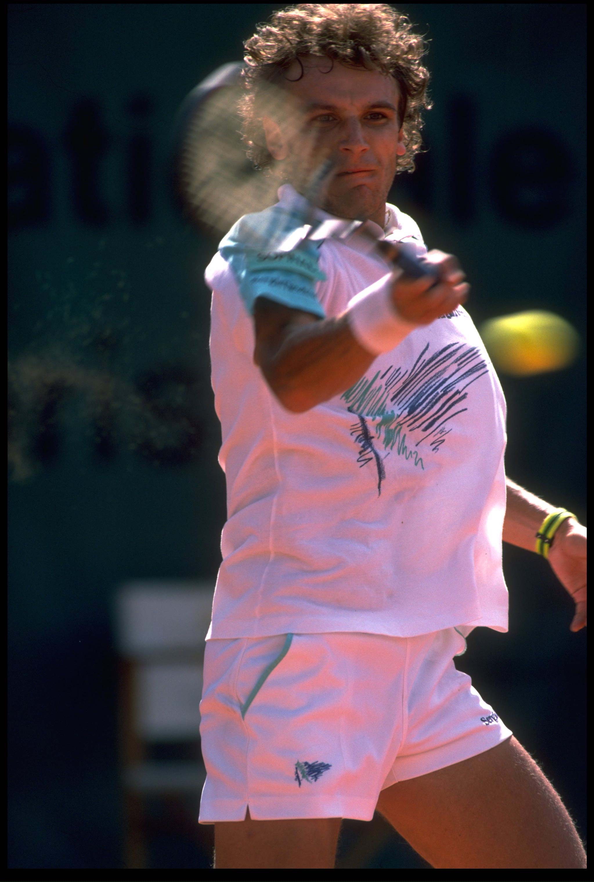 JUN 1988:  MATS WILANDER OF SWEDEN PLAYS A FOREHAND SHOT DURING A MATCH AT THE 1988 FRENCH OPEN PLAYED AT ROLAND GARROS IN PARIS.