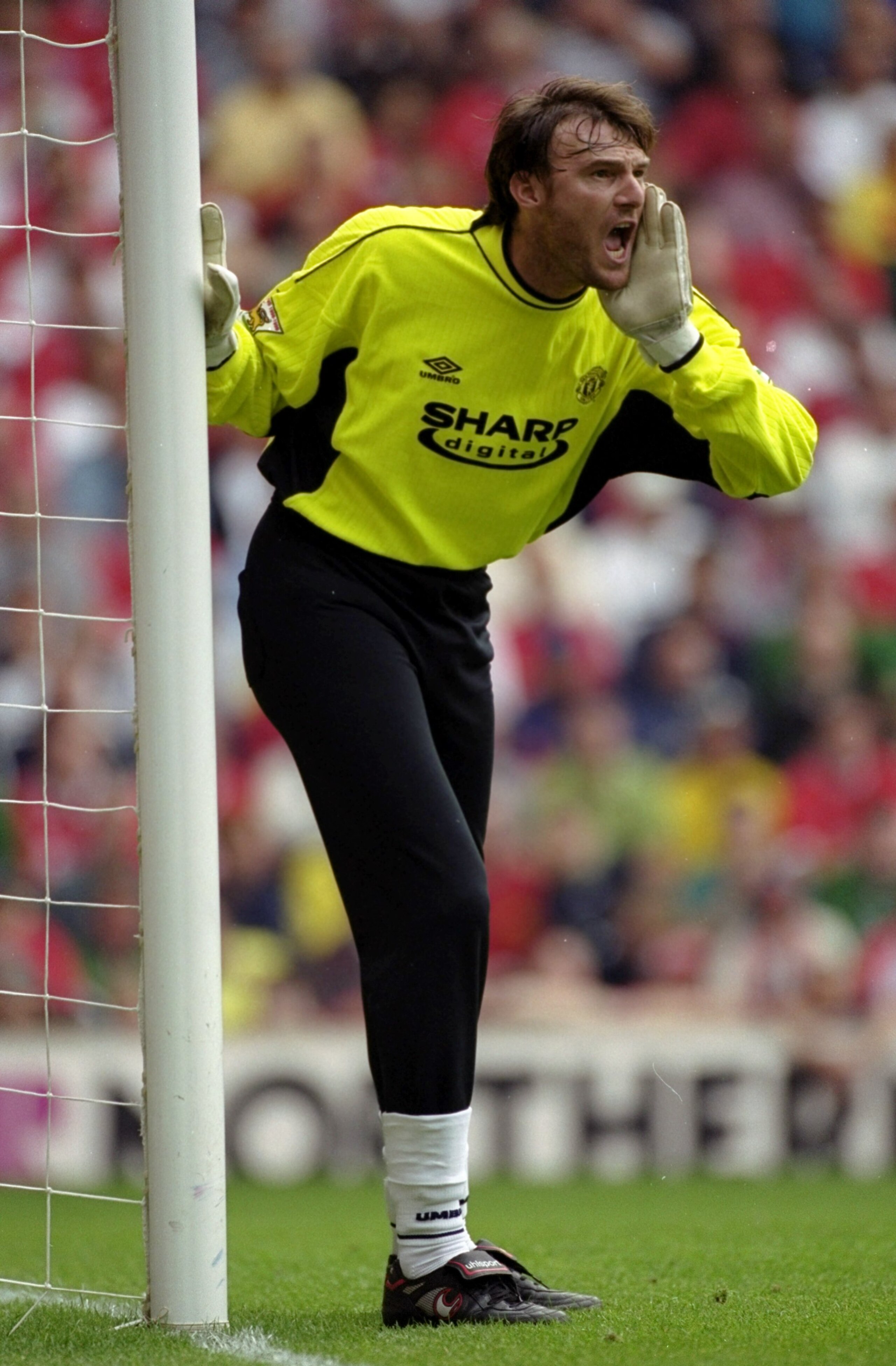 11 Sep 1999: Massimo Taibi makes his Manchester United debut in the FA Carling Premiership match against Liverpool at Anfield in Liverpool, England. United won 3-2. \ Mandatory Credit: Ross Kinnaird /Allsport 11 Sep 1999: Massimo Taibi makes his Manchester United debut in the FA Carling Premiership match against Liverpool at Anfield in Liverpool, England. United won 3-2. \ Mandatory Credit: Ross Kinnaird /Allsport