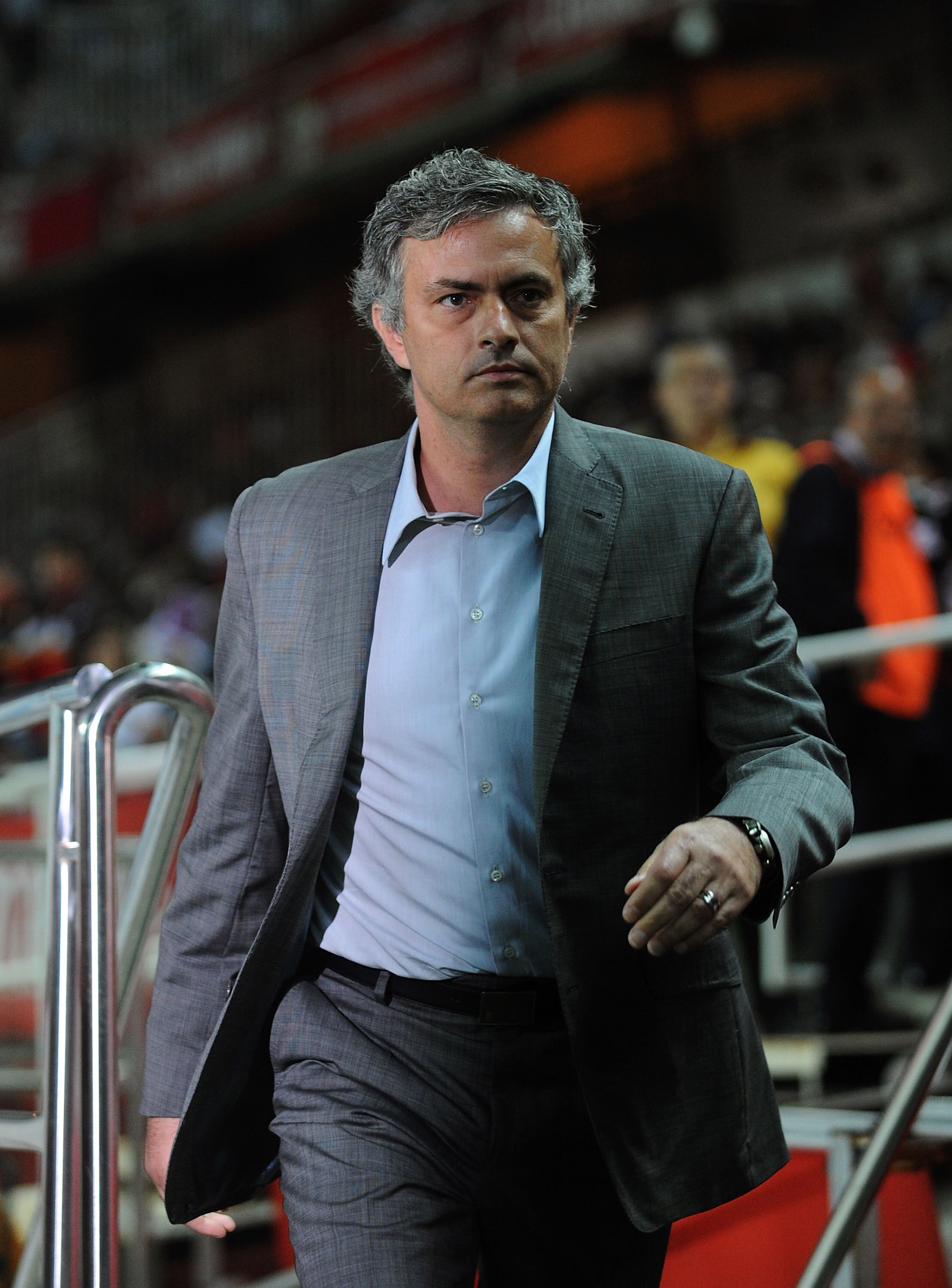 SEVILLE, SPAIN - MAY 07: Head coach Jose Mourinho of Real Madrid takes to the field before the start of the La Liga match between Sevilla and Real Madrid at Estadio Ramon Sanchez Pizjuan on May 7, 2011 in Seville, Spain. (Photo by Denis Doyle/Getty Image SEVILLE, SPAIN - MAY 07: Head coach Jose Mourinho of Real Madrid takes to the field before the start of the La Liga match between Sevilla and Real Madrid at Estadio Ramon Sanchez Pizjuan on May 7, 2011 in Seville, Spain. (Photo by Denis Doyle/Getty Image