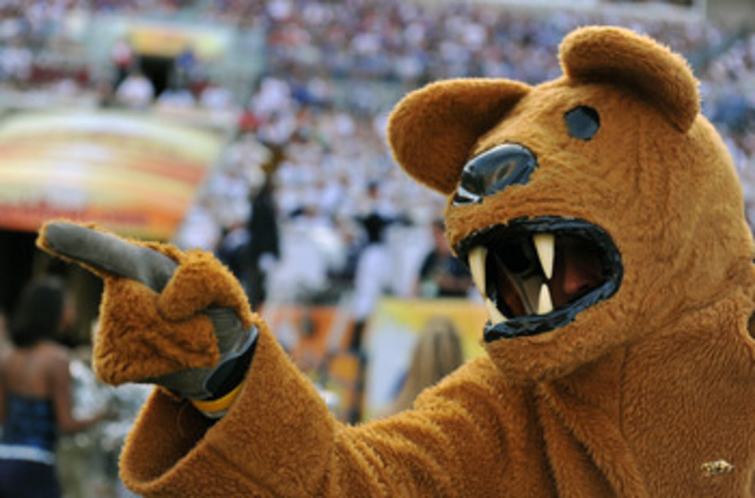 TAMPA, FL - JANUARY 1:  The mascot of the Penn State Nittany Lions points to the field during play against the Florida Gators January 1, 2010 in the 25th Outback Bowl at Raymond James Stadium in Tampa, Florida.  (Photo by Al Messerschmidt/Getty Images)